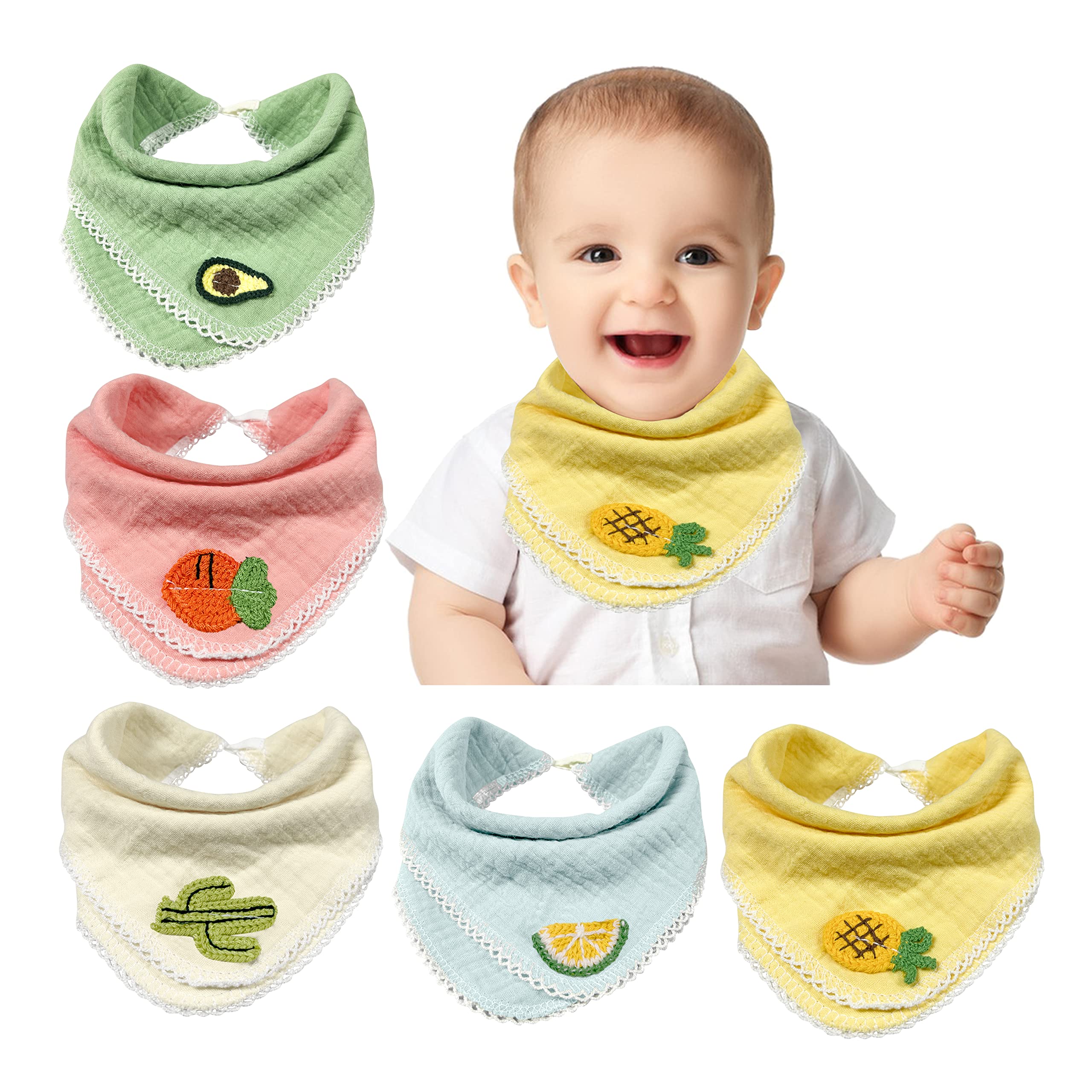 **Baby Bandana Drool Bibs Set - Soft Muslin Cotton Teething Bibs for Boys & Girls, Newborn & Toddler (Unisex) - Perfect for Feeding, Drooling & Teething Relief**