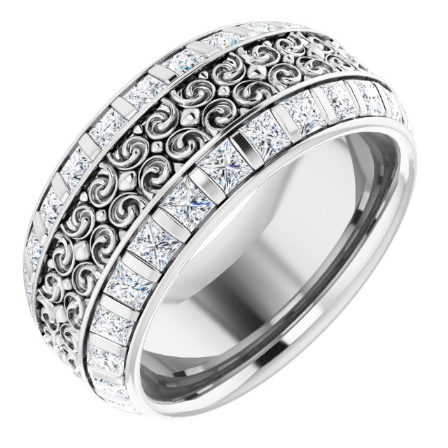 3.12 Carat Princess Cut Diamond Eternity Band Ring - Vintage Inspired Wedding Band for Women, Perfect for Anniversary, Engagement, and Special Occasions