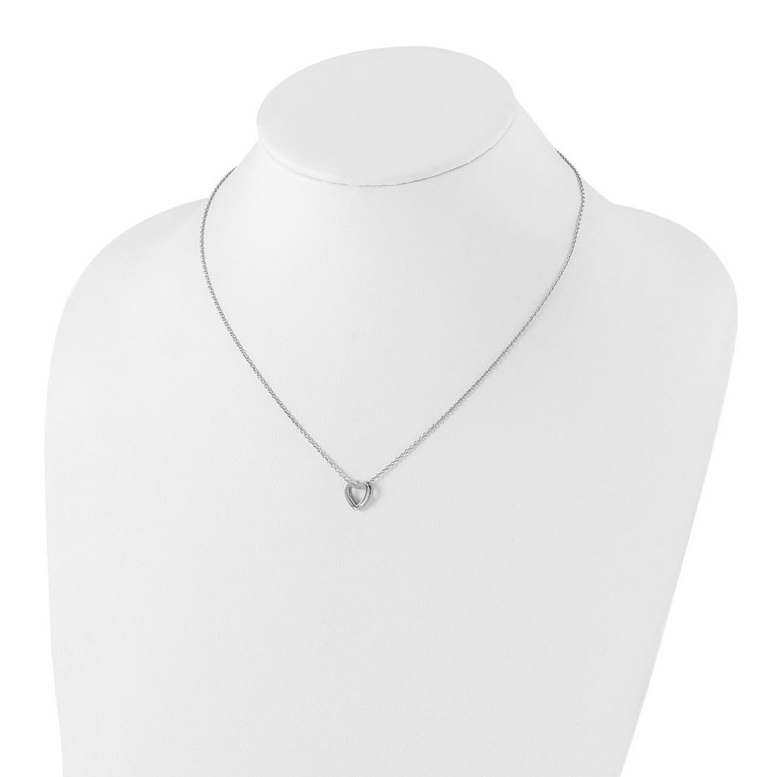 925 Sterling Silver Diamond Heart Pendant Necklace for Women - 18 Inch 12mm Wide Lobster Claw Closure, White Ice Polished .02ct Love Heart Jewelry | Perfect for Valentine's Day, Anniversary & Romantic Gifts