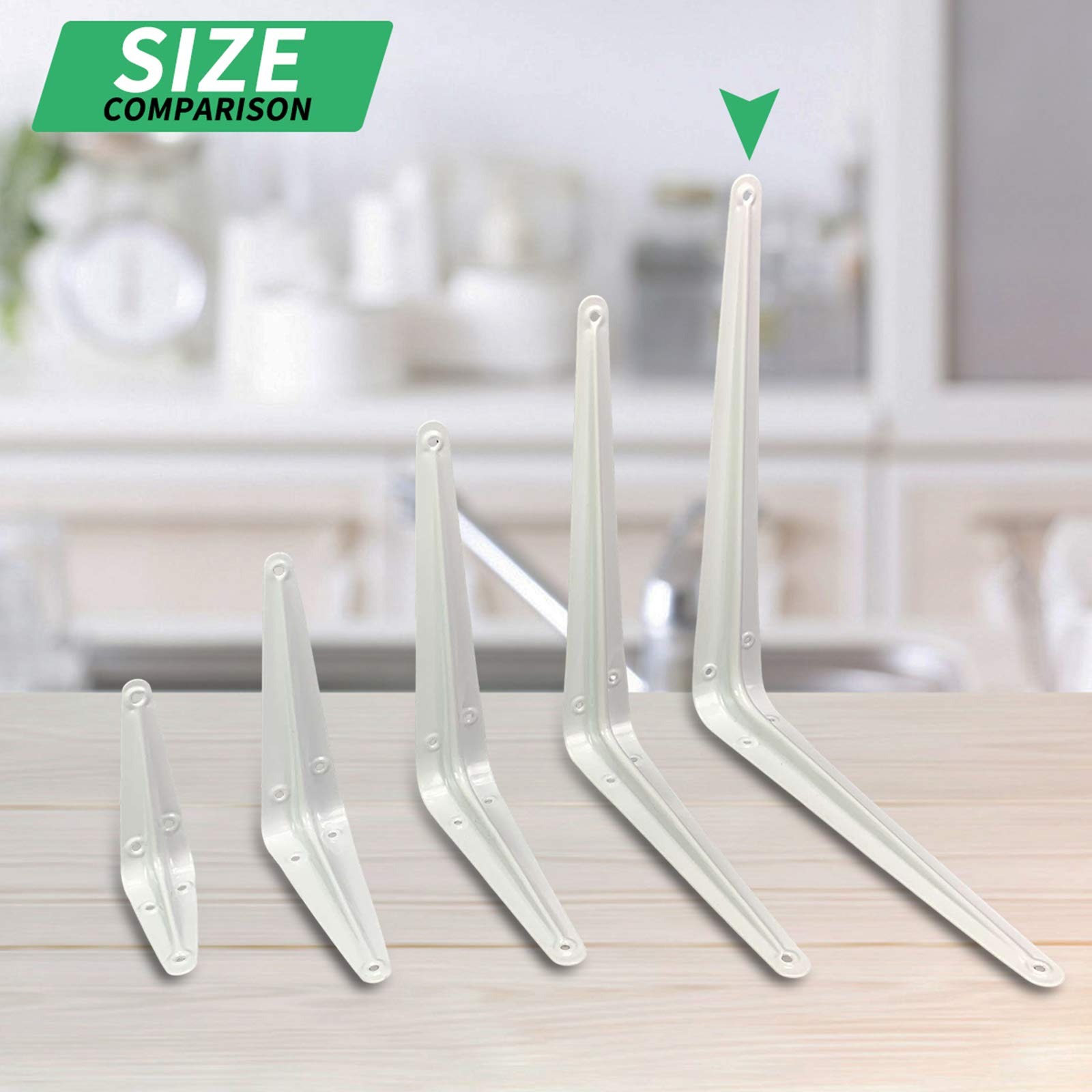 20 Pack Heavy Duty White Metal L-Shaped Shelf Brackets 12 Inch - Adjustable Floating Shelves Bracket for Wall Mounting (12x10 Inch) with Screws Included - Perfect for Closet, Pipe, Wood Shelves & Home Organization