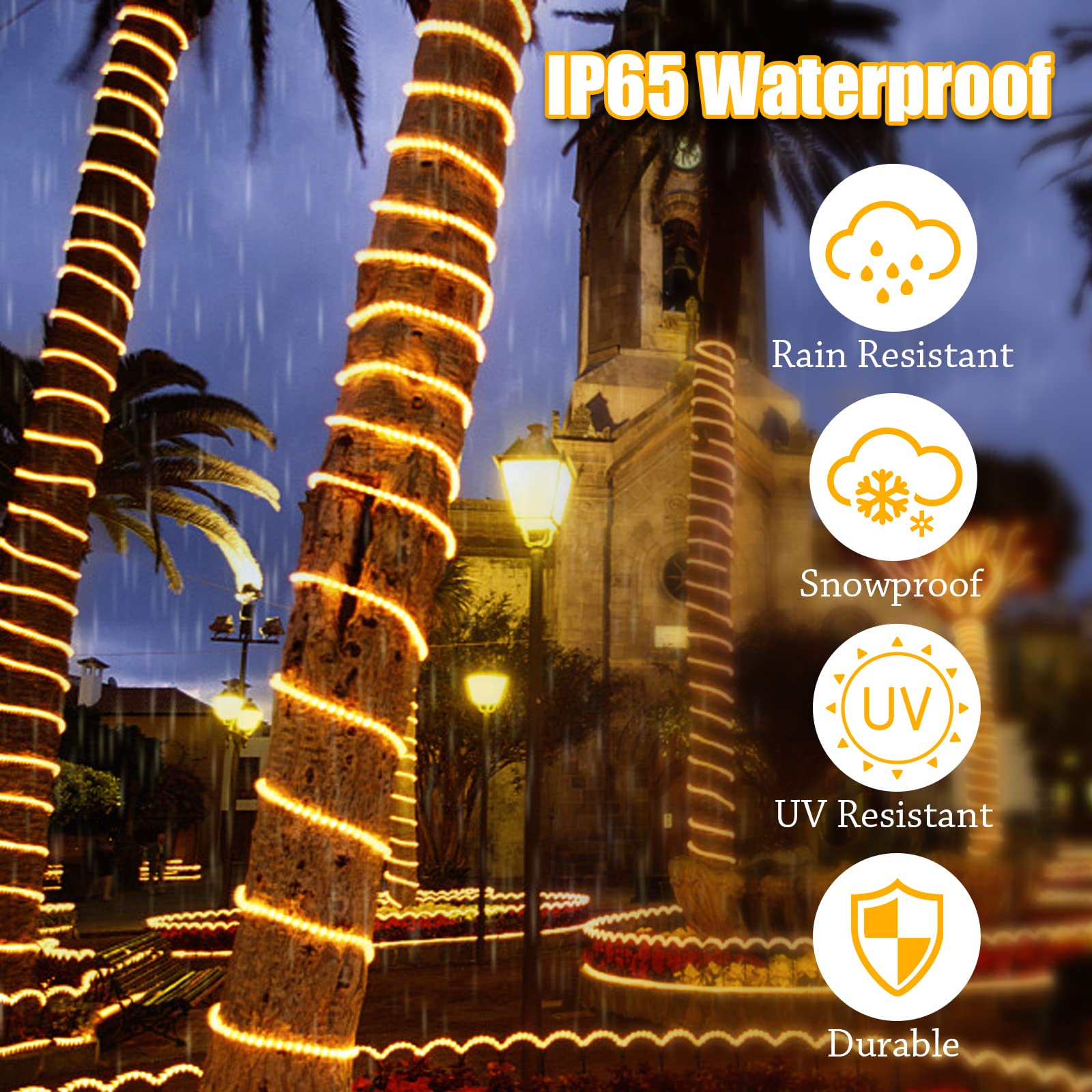 Afirst 18FT LED Rope Lights Outdoor - Warm White Connectable Waterproof Fairy String Lights (IP65) for Home, Garden, Bedroom, Patio & Holiday Decor - Perfect for Christmas, Wedding, Party & Landscape Lighting