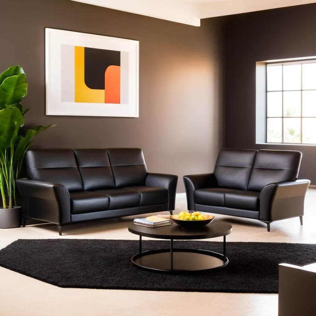 Jonah Genuine Leather Sofa - Premium Full Grain Leather Couch for Living Room, Office & Lounge - Modern Comfortable Sectional Sofa for Home Decor