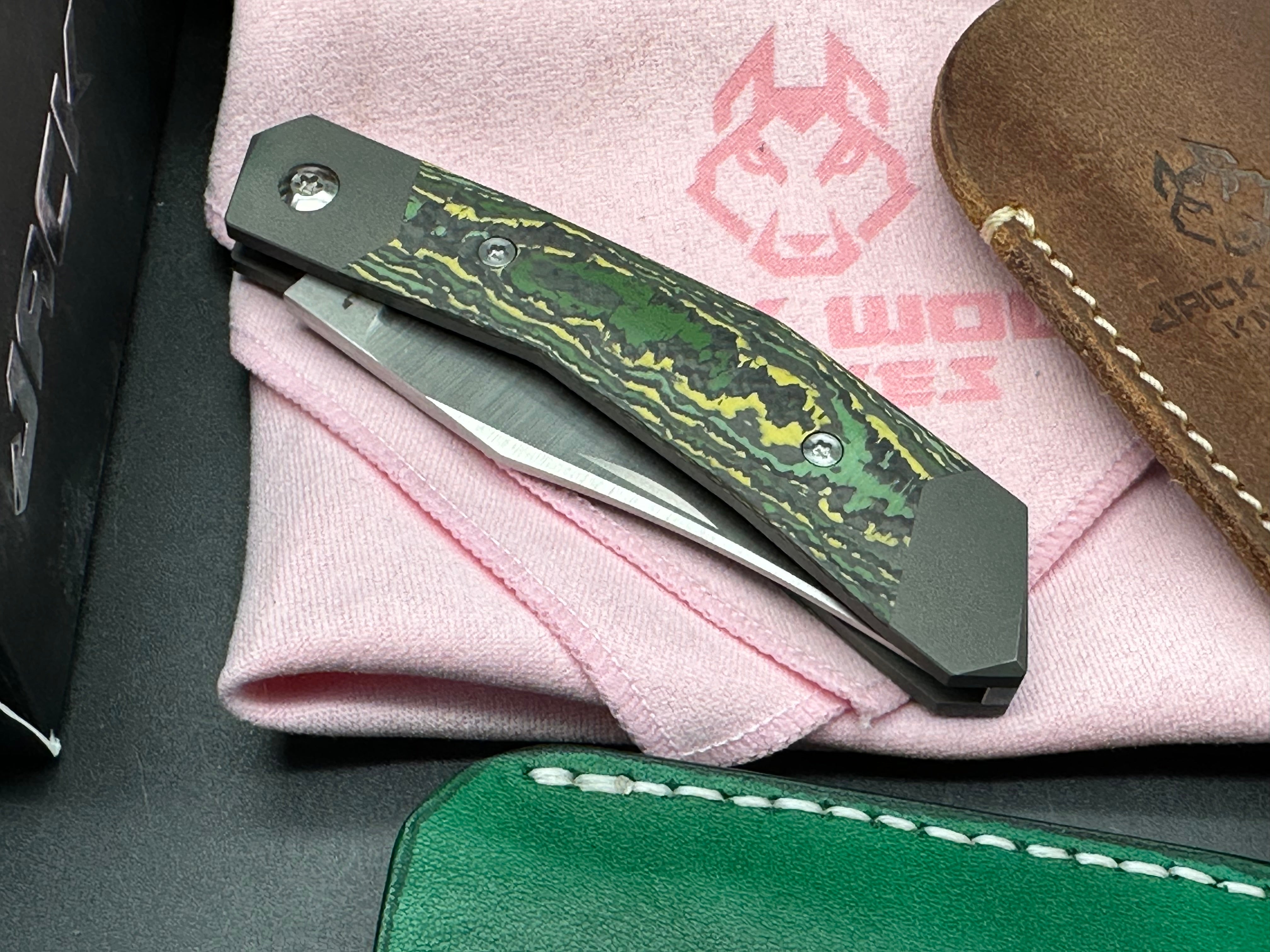 Jack Wolf Cyborg Titanium/Fat Carbon Folding Knife with S90V Blade - EDC, Outdoor, Camping & Survival Gear