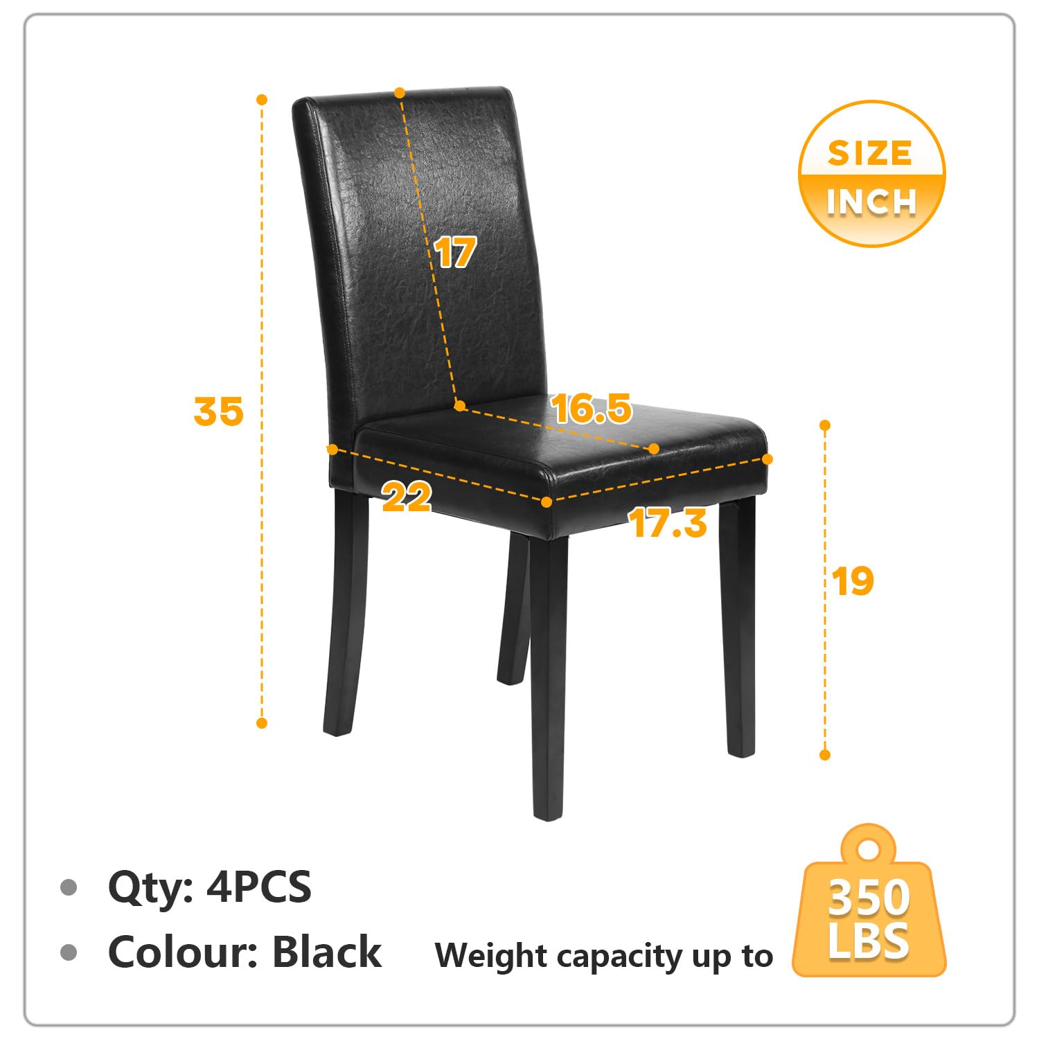FDW Dining Chairs Set of 4 - PU Leather Side Chairs with Waterproof Surface & Sturdy Wood Legs - Modern Kitchen, Restaurant & Living Room Seating - Perfect for Home Dining, Cafe Decor & Office Break Rooms