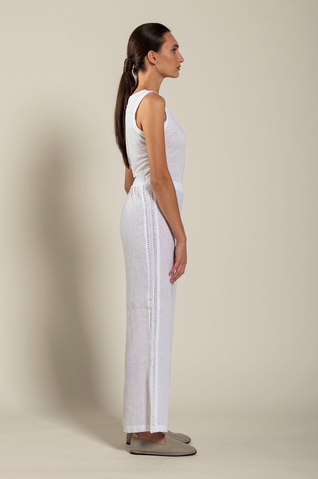 Stylish Wide Leg Long Pants with Embroidered Details - Comfortable & Fashionable Women's Trousers for Work, Casual Outings & Special Occasions