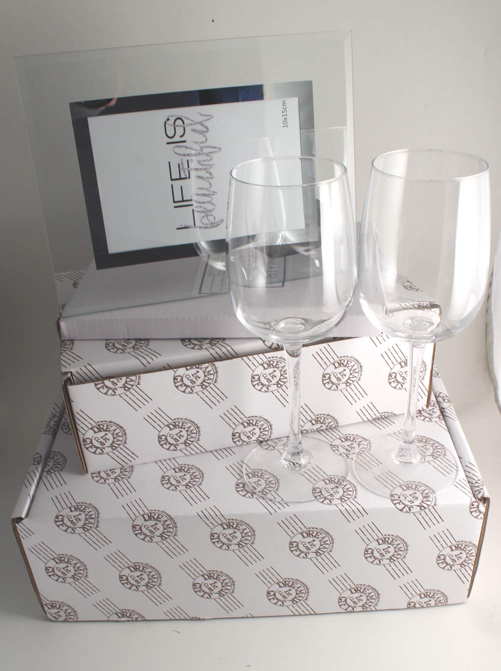 Dreamair 25th Silver Wedding Anniversary Gift Set - Elegant Wine Glasses & Photo Frame for Couples | Romantic Anniversary Gift Idea for Husband Wife | Perfect for Anniversary Celebrations, Parties & Home Decor
