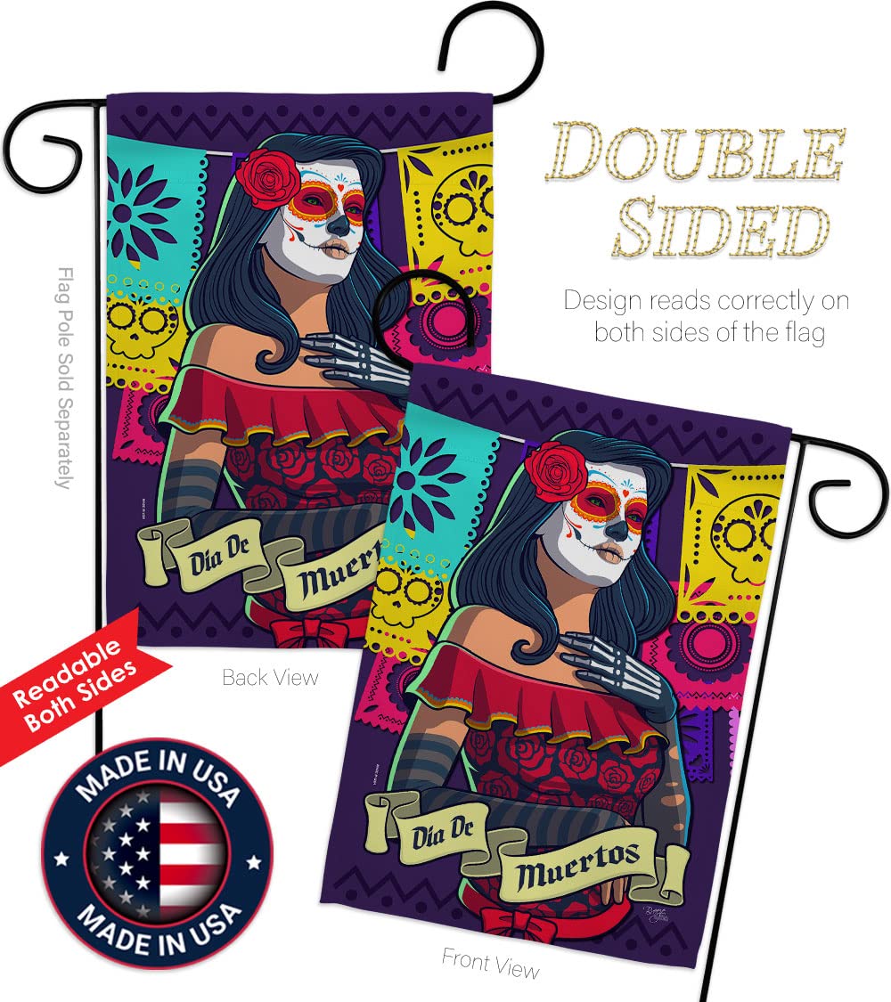 La Calavera Catrina Garden Flag Set - Day of Dead Decor for Fall & Mexican Parties