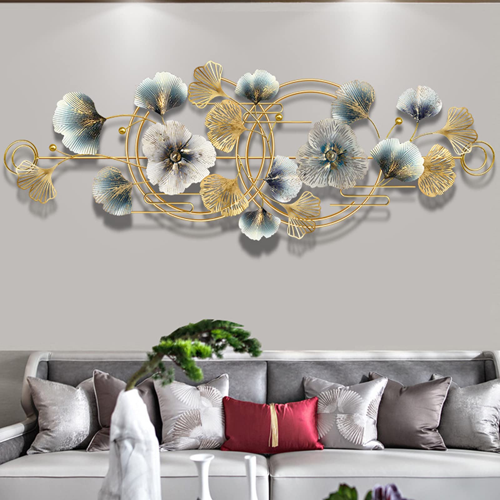 ZYBKB Ginkgo Leaf Metal Wall Art - Elegant Iron Hanging Sculpture Décor for Home, Office, Porch | Unique Botanical Wall Ornament for Living Room, Bedroom & Outdoor Spaces