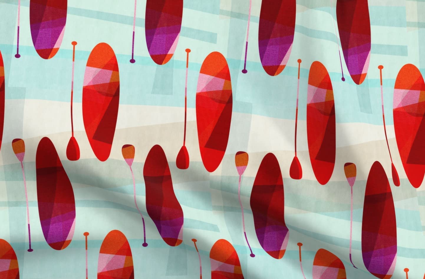 Paddle Modern Geometric Abstract Beach Sports Printed Minky Fabric Fat Quarter - Soft & Durable for Sewing Baby Blankets, Quilt Backing, Plush Toys - Perfect for DIY Crafts, Nursery Decor & Cozy Home Projects
