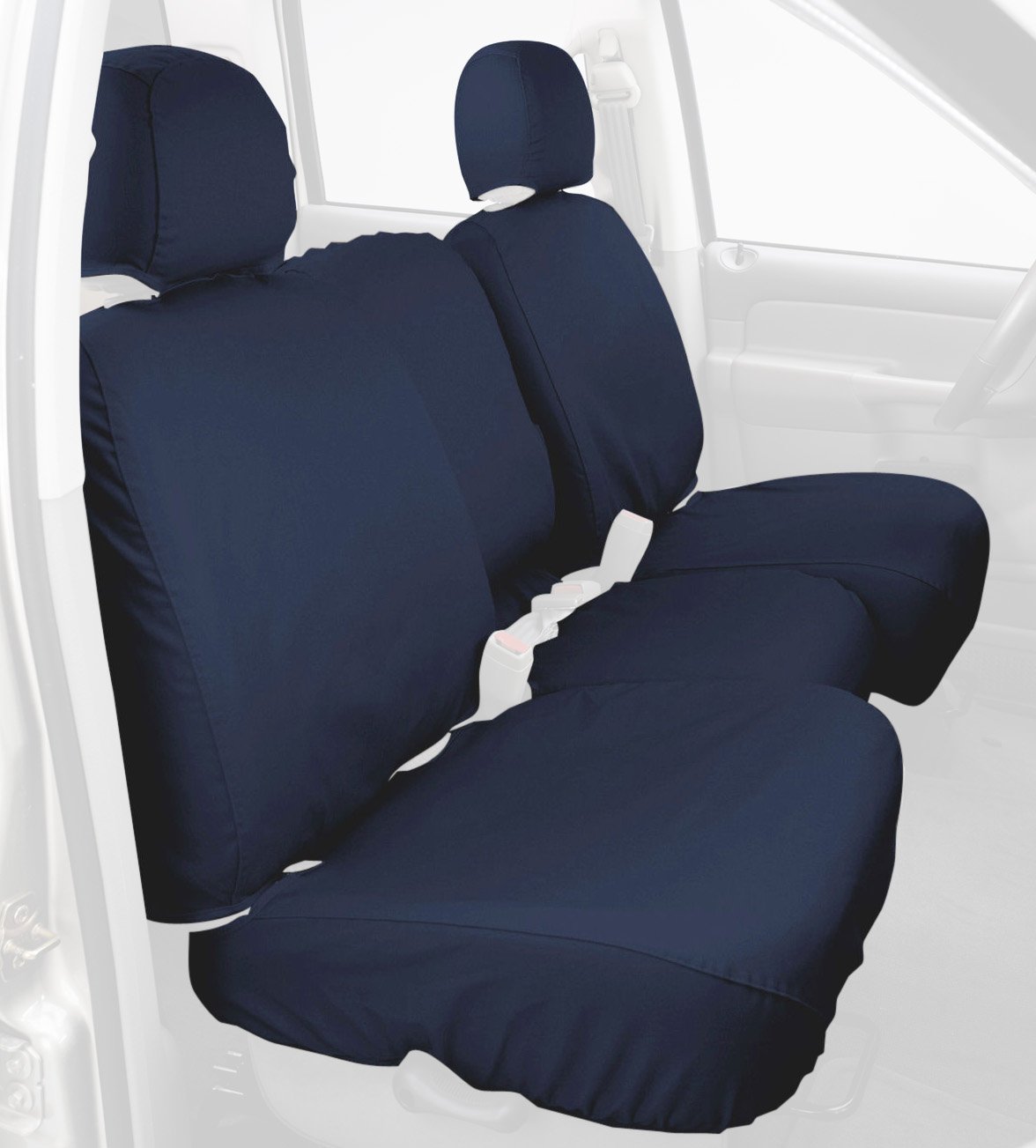 Covercraft FF13398FB Custom-Fit Polycotton Front Bench SeatSaver Seat Covers - Navy Blue | Durable Protection for Trucks & SUVs | Perfect for Work Commutes & Family Road Trips