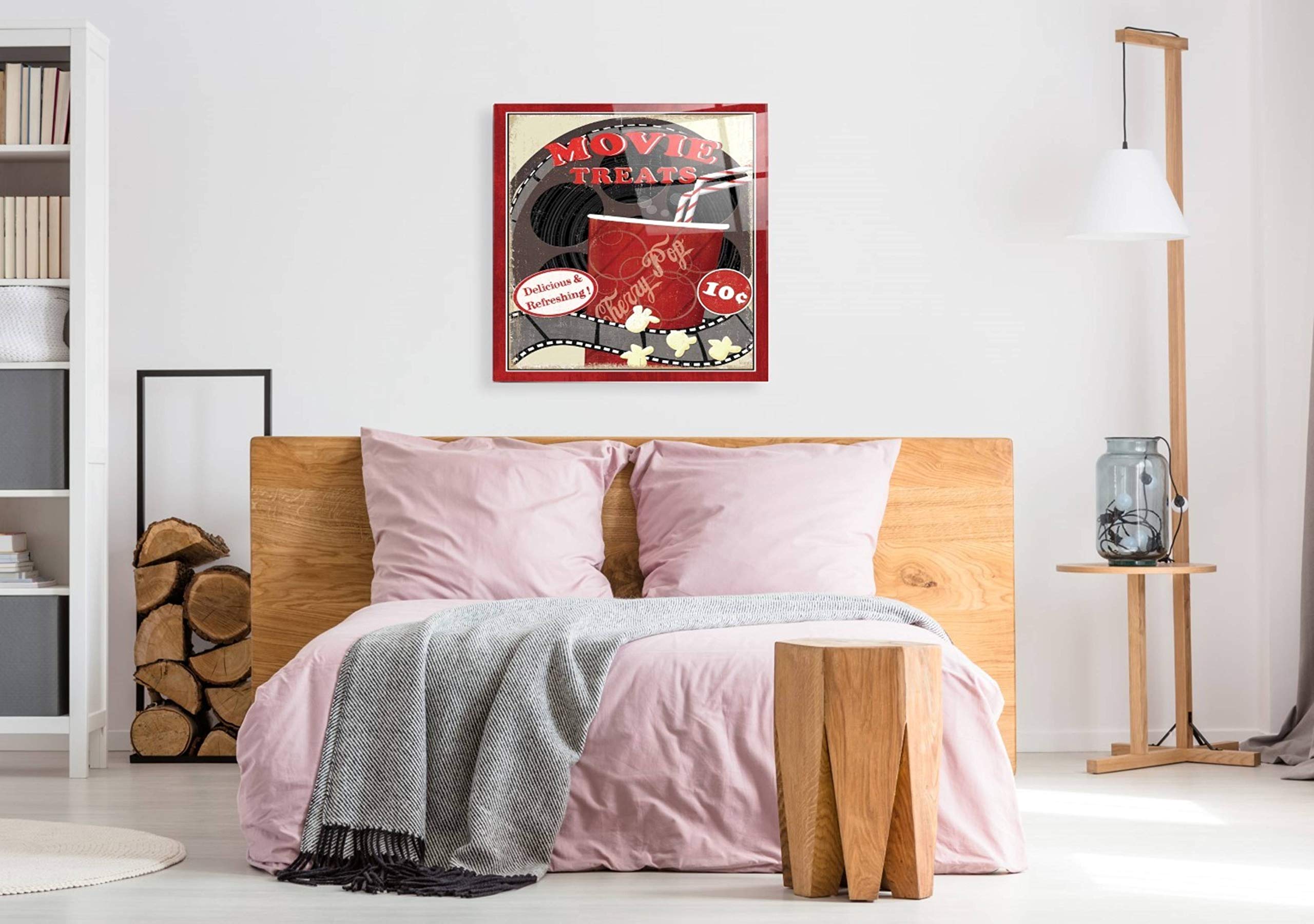 At the Movies II by Veronique Charron - 36x36 Inch Acrylic Glass Wall Art Painting, Modern Home Decor for Living Room, Bedroom & Office - Pop Art Movie Theater Inspired Canvas Print