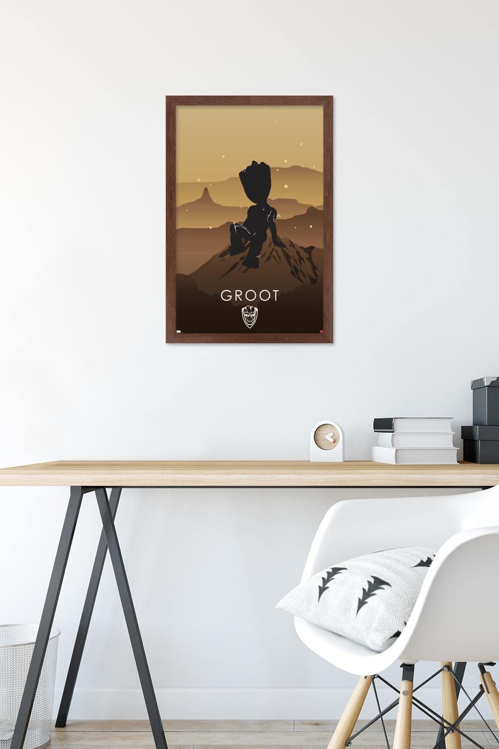 Trends International Marvel Heroic Silhouette - Groot Wall Poster 14.725x22.375 Inches, Mahogany Framed Version - Perfect for Bedroom, Living Room & Office Decor