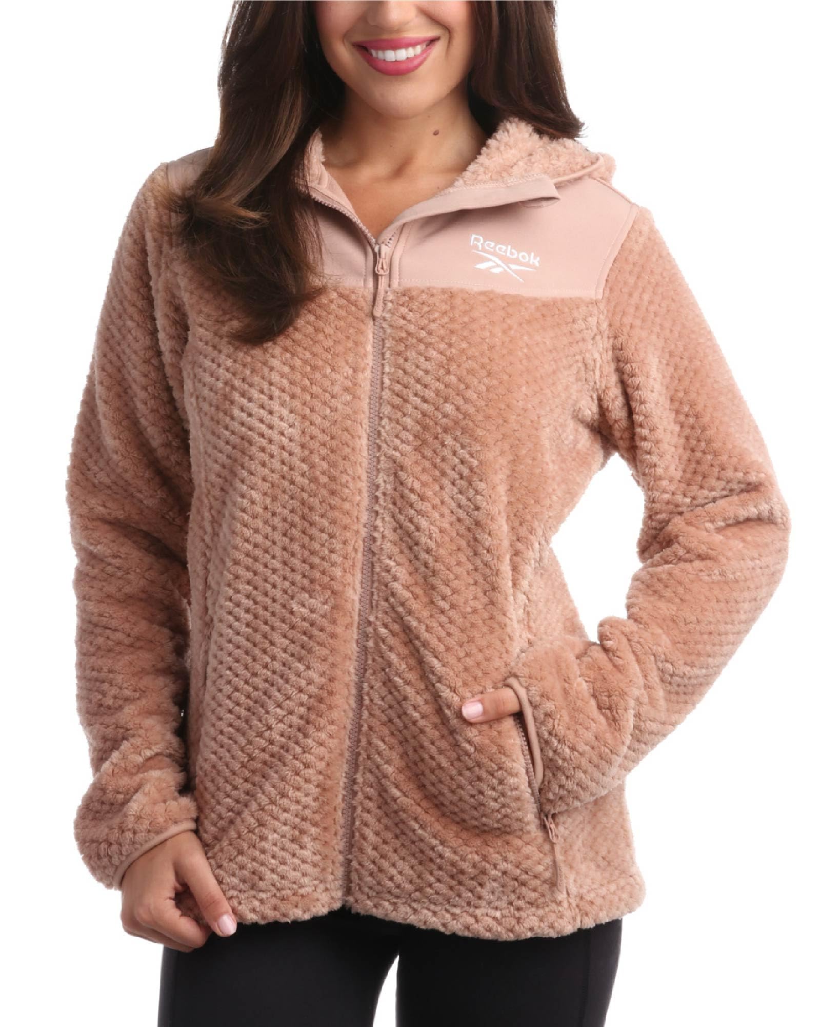 Reebok Women's Fleece Zip Up Hooded Jacket - Warm Insulated Winter Coat for Snow & Cold Weather - Cozy Outdoor Activewear (S-XL) - Perfect for Skiing, Hiking & Casual Winter Wear