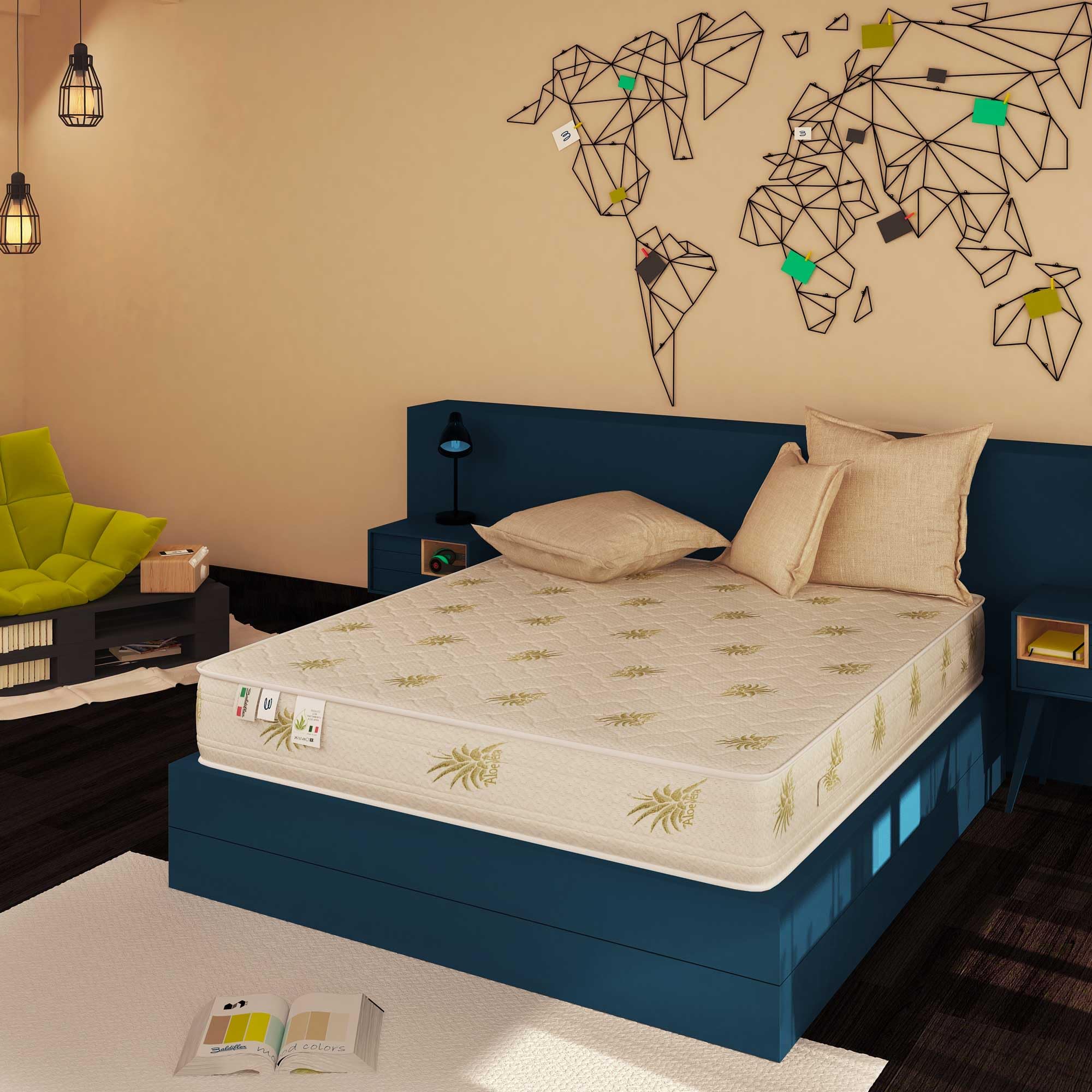 Baldiflex Emporio - 20cm Thick Memory Foam Mattress with Aloe Vera Cover, 120 x 190 cm (Plaza y Media Size) | Premium Comfort for Bedroom, Guest Room & Small Spaces