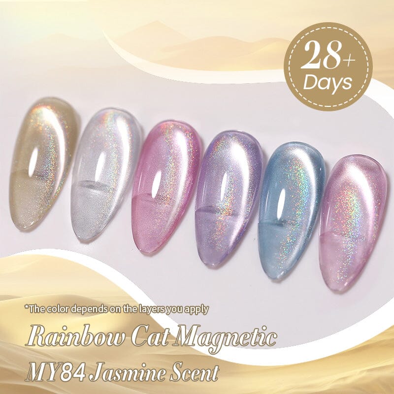 Magnetic Gel Nail Polish - Water Light Cat MY84 Jasmine Scented 10ml UV LED Soak Off Nail Art Polish for Salon & Home Manicure