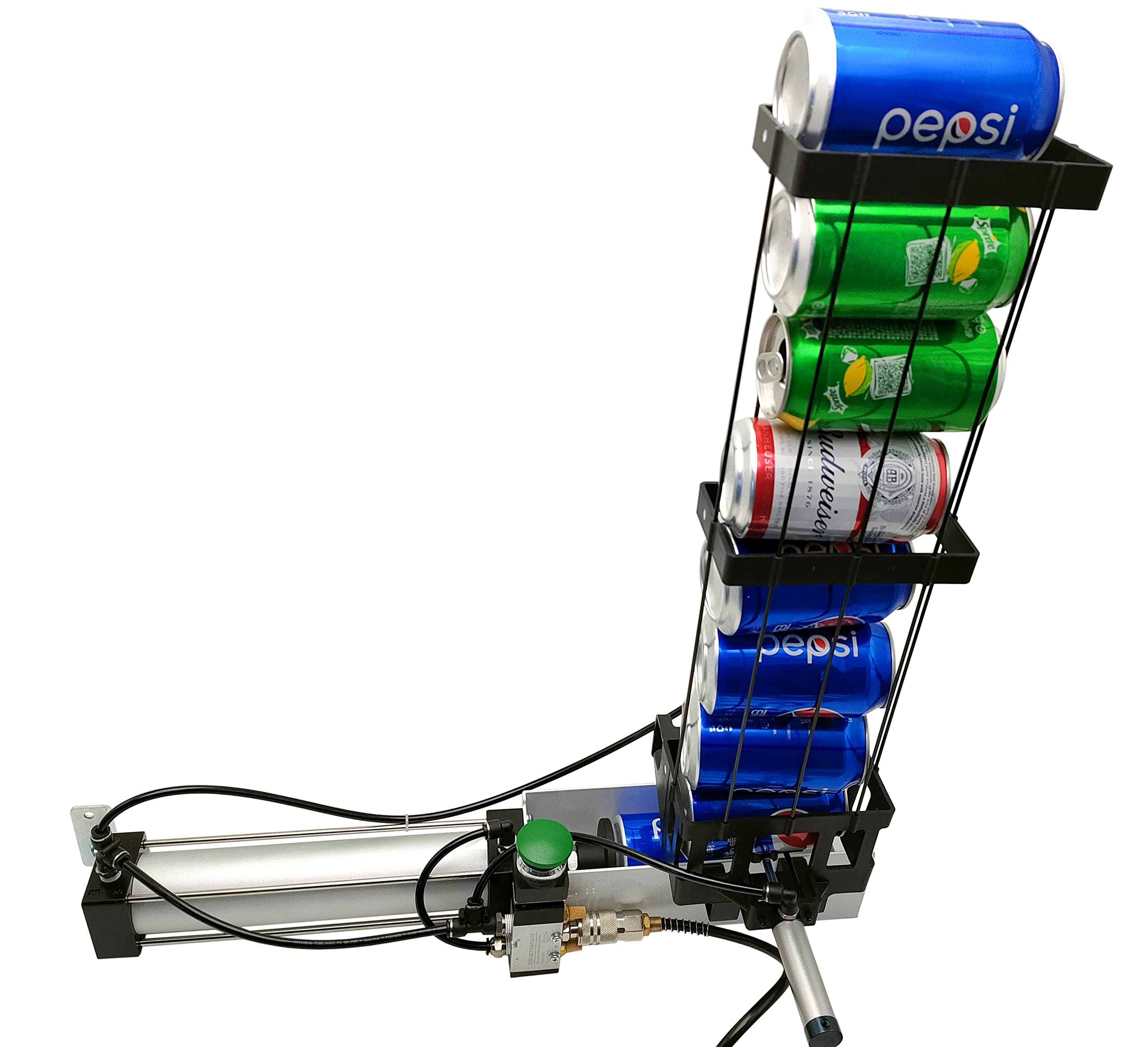 Automatic Wall Mounted Can Crusher - Heavy Duty Soda & Beer Can Smasher for Recycling, Eco-Friendly Aluminum Can Compactor with Push Button Valve - Perfect for Home, Garage, RV & Outdoor Use