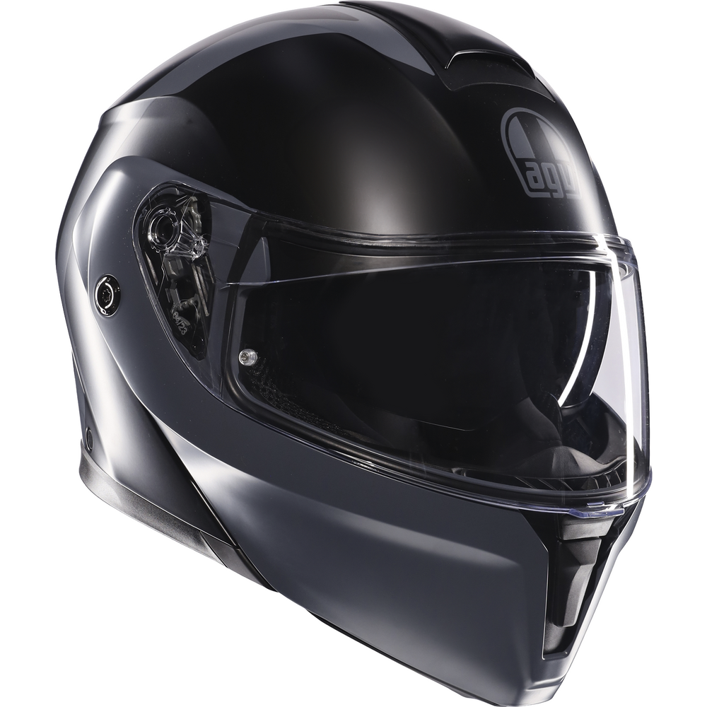AGV Streetmodular Resia Motorcycle Helmet - Black & Grey Matte Finish - DOT & ECE Certified - Lightweight & Aerodynamic Design for Urban Commuting & Street Riding