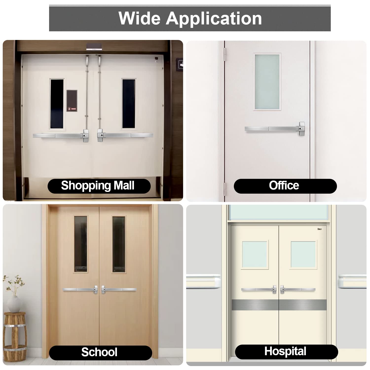 BST Stainless Steel Panic Exit Device with Exterior Lever - Commercial Emergency Push Bar for 28”-36” Metal/Wood Exit Doors | Durable Door Lock Hardware for Schools, Offices & Public Buildings