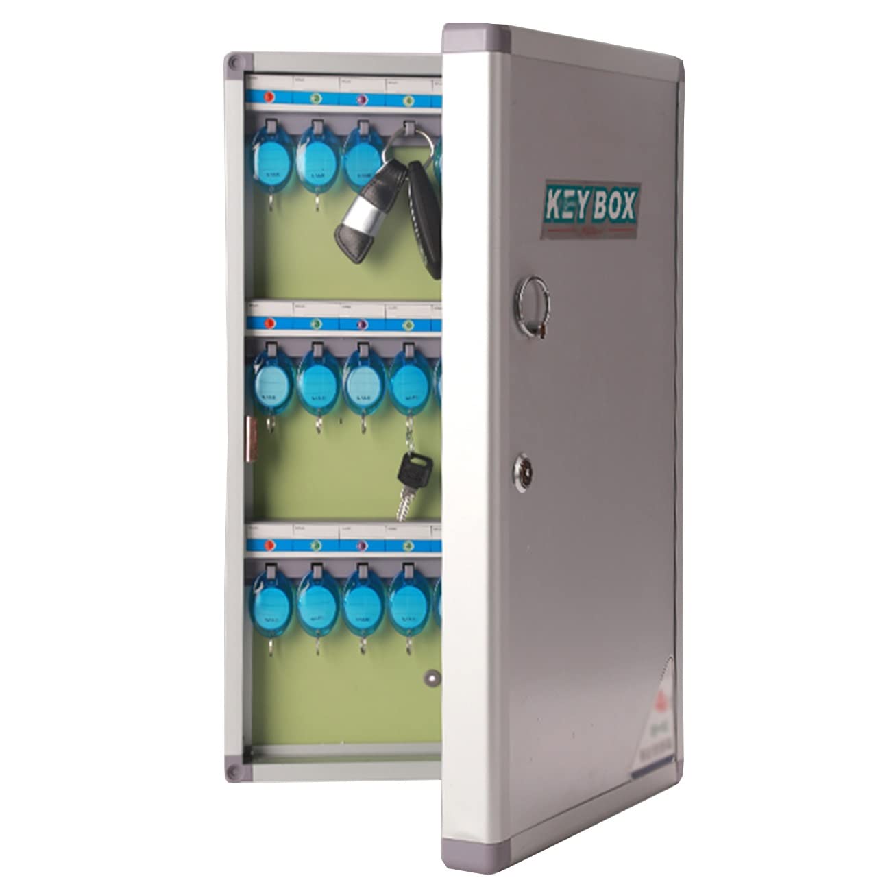 Wall Mounted Key Cabinet with Lock - Large Capacity Key Management Box Holds 24-120 Keys, Silver (120 Bits) - Ideal for Hospitals, Offices, Schools & Home Organization