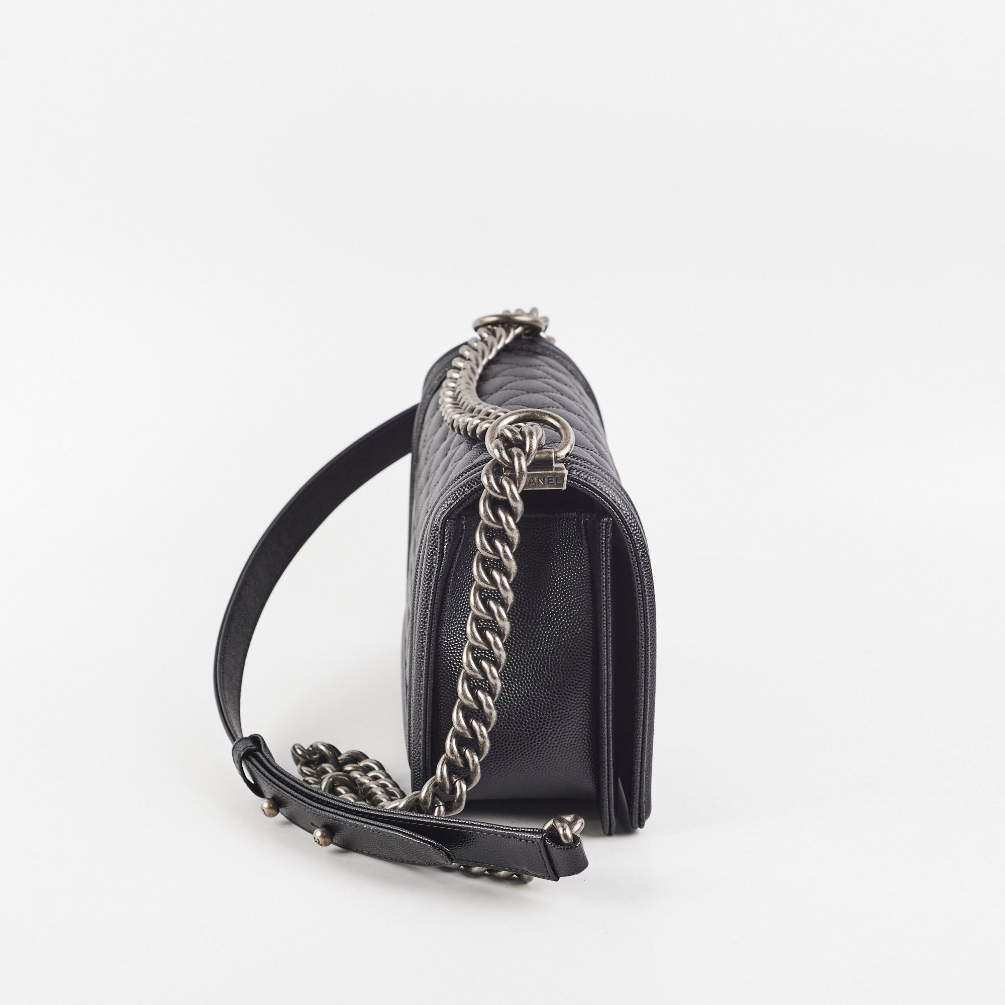 Chanel Caviar Leather Old Medium Boy Bag in Black - Luxury Handbag for Women, Perfect for Evening Events & Daily Use