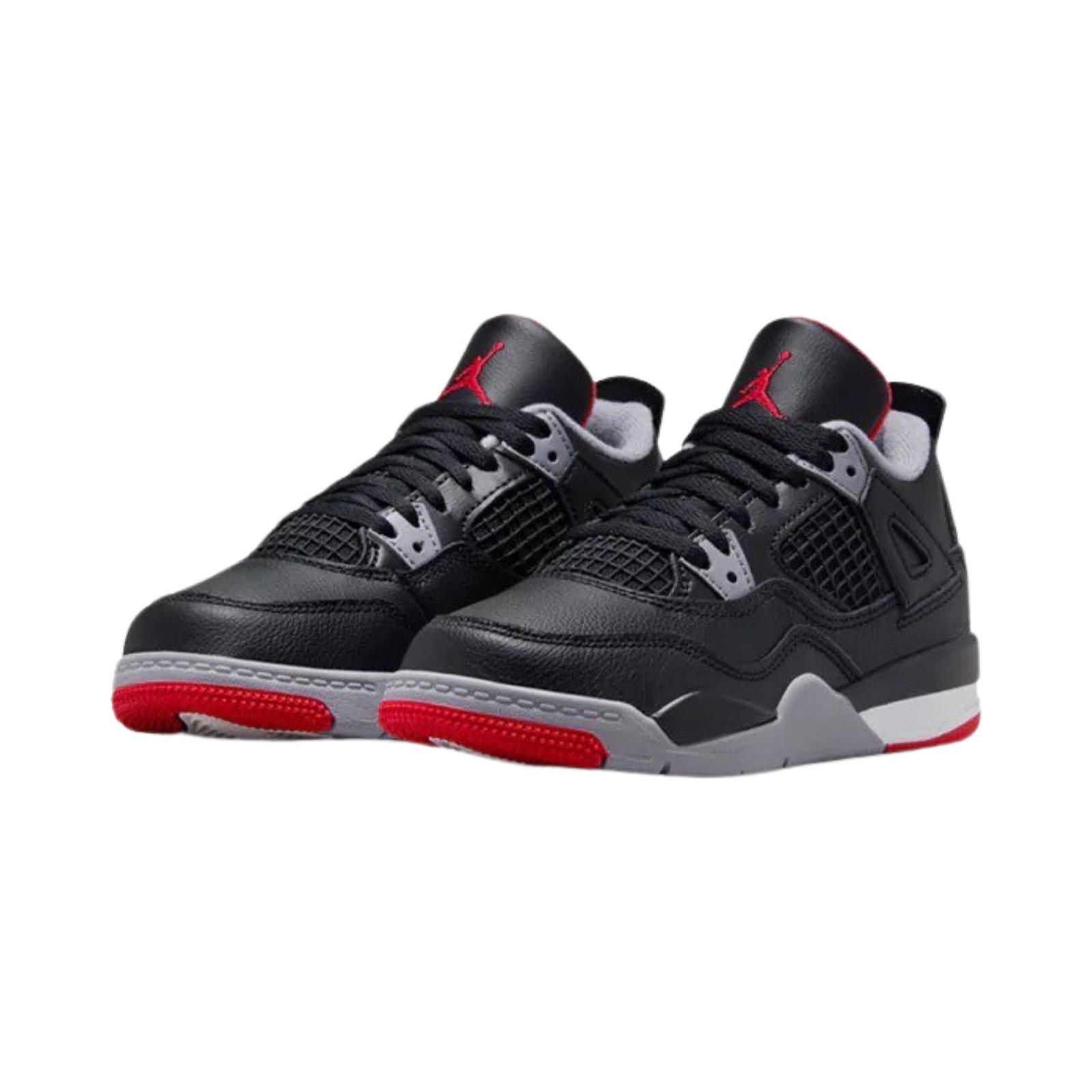 Air Jordan 4 Retro Reimagined BRED 2024 - Black Fire Red Cement Grey Sneakers for Boys & Girls | Pre-School Kids Basketball Shoes for Sports & Casual Wear