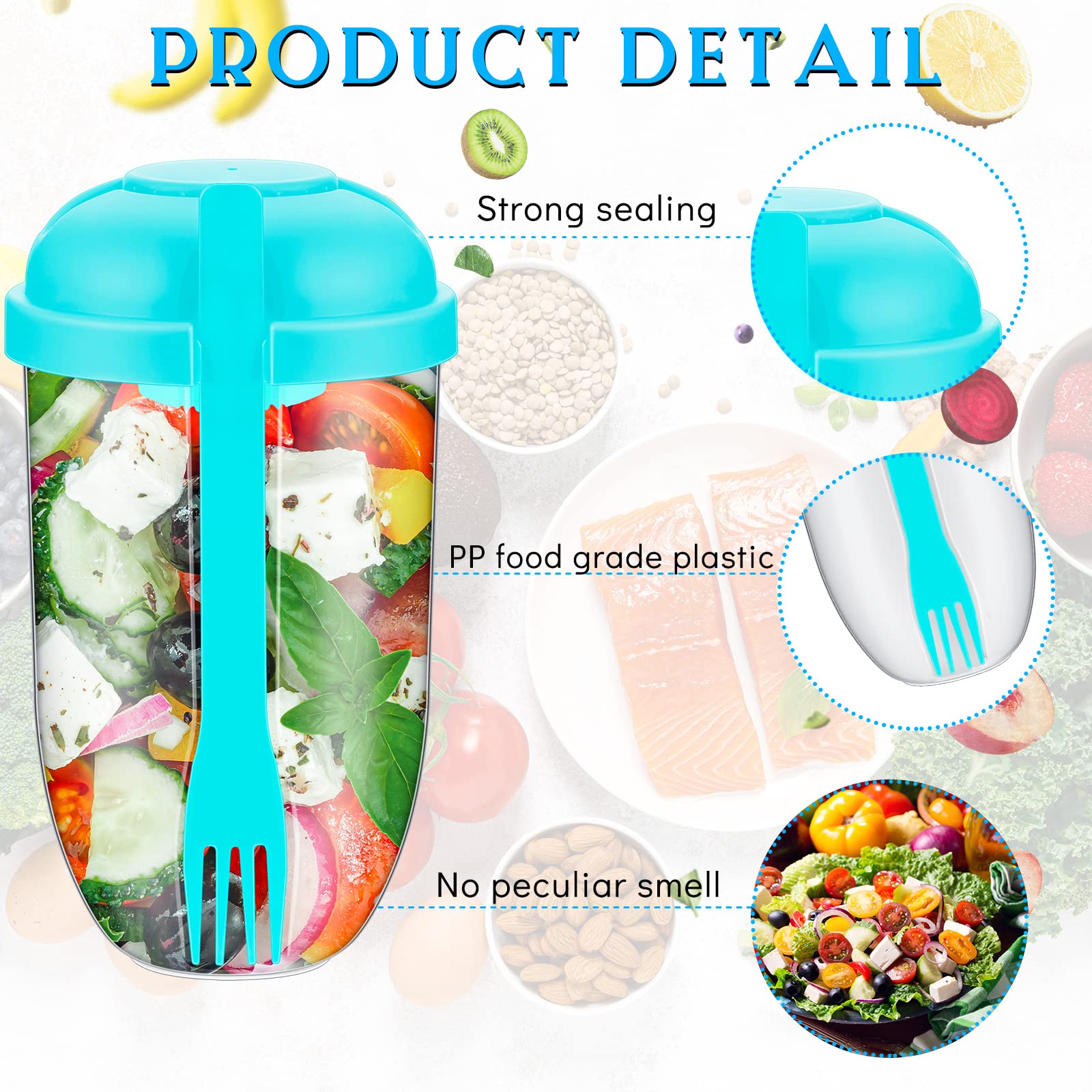 Roshtia 4-Piece Salad Container Set with Lids & Forks - BPA-Free Meal Prep Cups for Fresh Salads, Fruits, Vegetables | Perfect for Office Lunch, Gym Meal Prep, Picnics & Healthy On-the-Go Eating