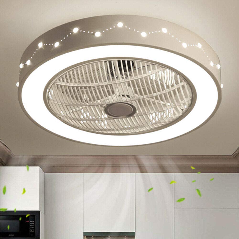 DNYSYSJ 22 Inch Smart Ceiling Fan with Dimmable LED Lights - 3 Color Temperature, Remote Control, Low Profile Semi-Flush Mount - Perfect for Bedroom, Living Room & Home Office Cooling & Lighting