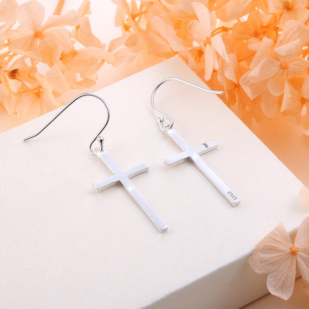 925 Sterling Silver Dangle Drop Earrings for Women - Hypoallergenic Cross & RBG Dissent Collar Fishhook Hoop Earrings | Christmas Gifts for Her, Teens & Girls | Perfect for Parties, Weddings & Everyday Wear