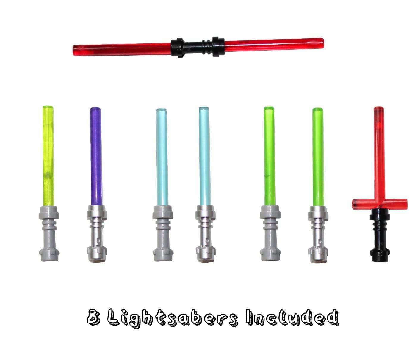 LEGO Star Wars Accessory & Weapons Pack - 8 Lightsabers, 8 Blasters, 2 Display Stands for Action Figures | Perfect for Collectors, Battle Scenes & DIY Displays