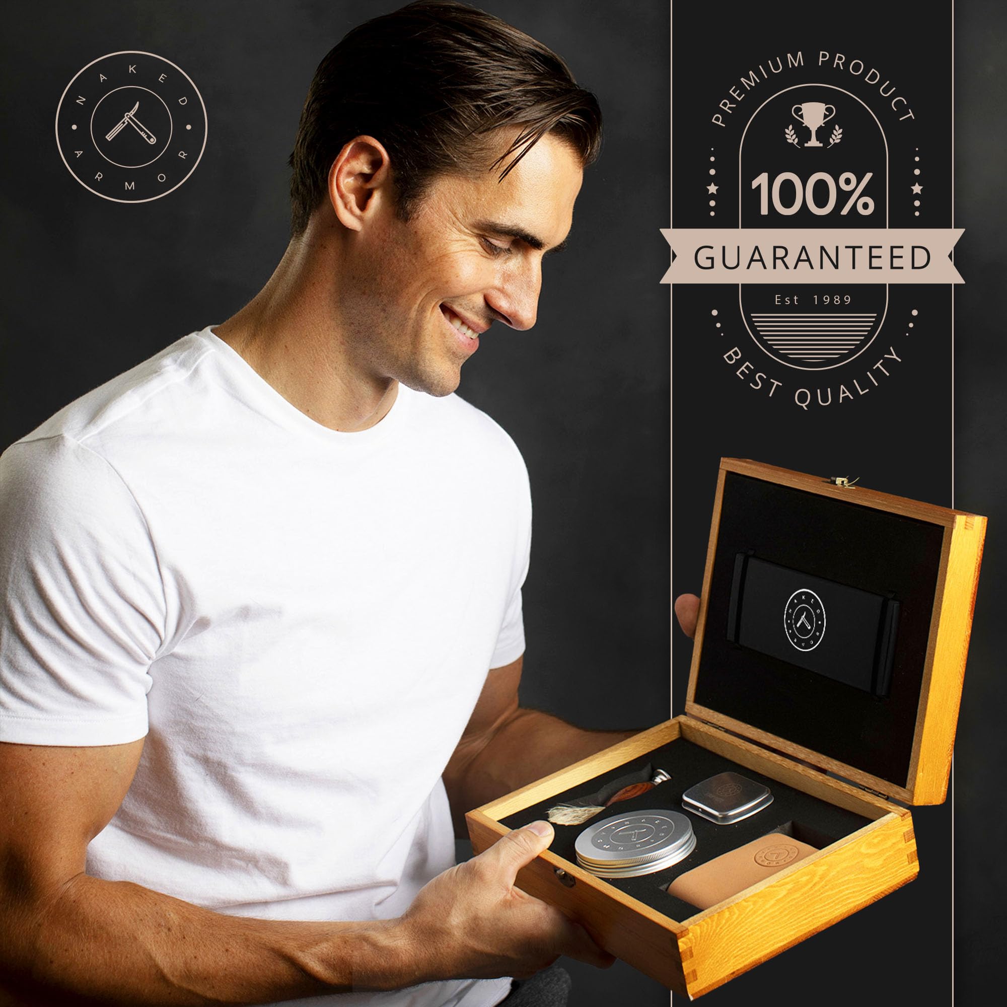 Premium Gold Straight Razor Shaving Kit for Men - Stainless Steel Straight Edge Razor with Ebony Handle, Shave Ready Razor, Brush, Soap & Strop - Complete Luxury Grooming Set for Wet Shaving - Ideal Gift for Barbers & Shaving Enthusiasts