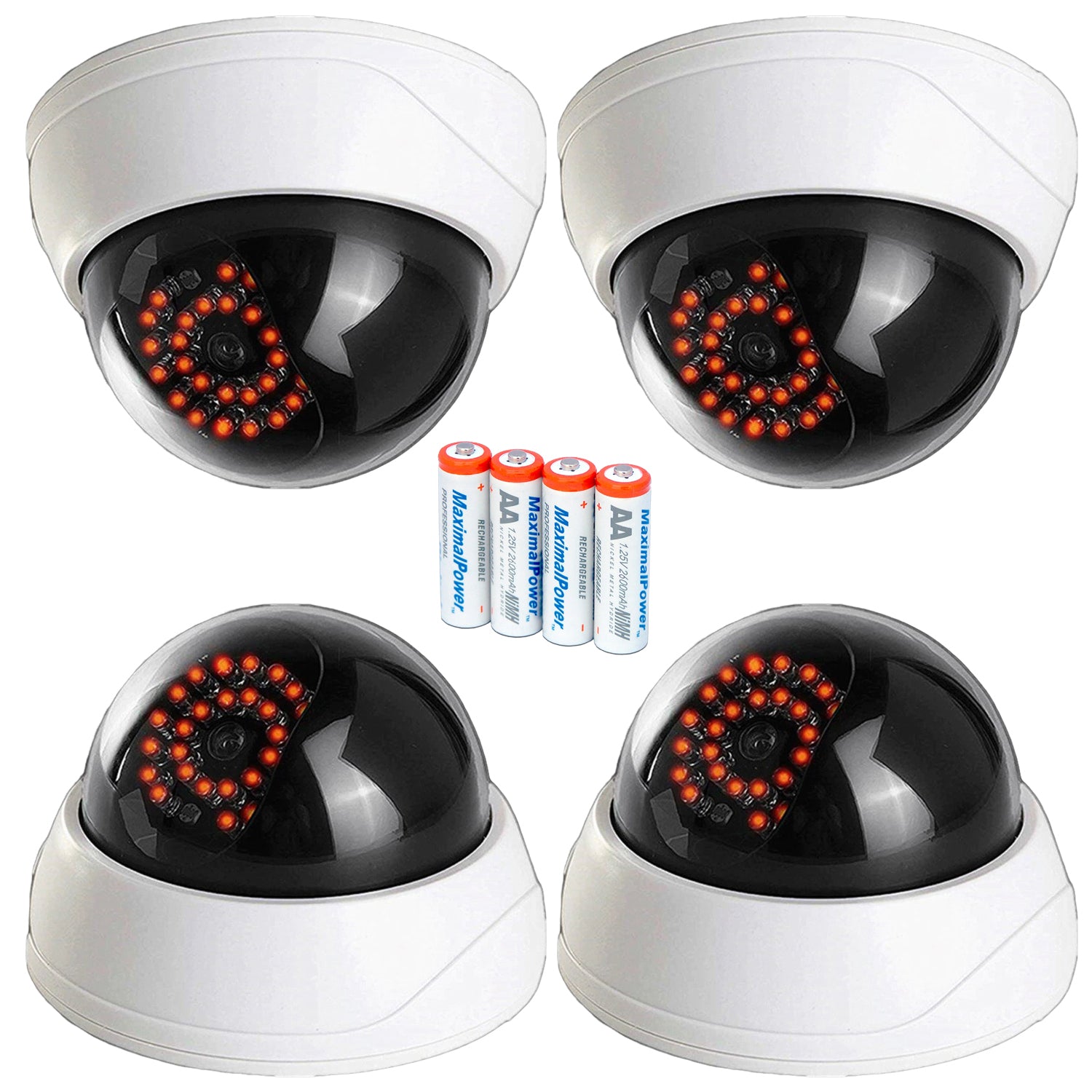 Dummy CCTV Dome Security Camera with 28 Red LED Lights - Fake Surveillance Camera for Home, Office & Business Security