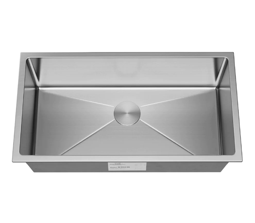 Allora USA KH 3218 R15 32x18x10 Inch Handmade Undermount Single Large Bowl Stainless Steel Kitchen Sink - Perfect for Modern Farmhouse & Commercial Kitchens