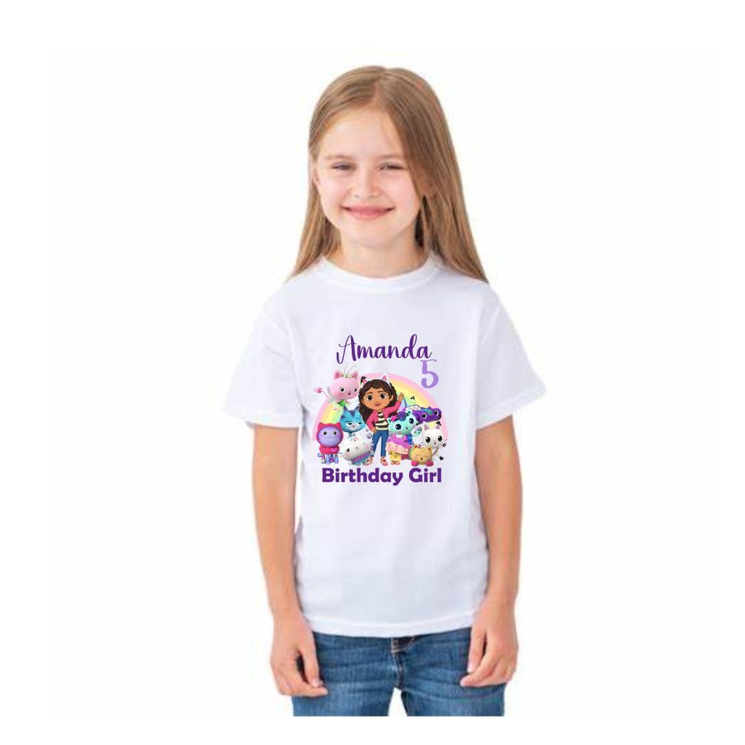 Custom Personalized Birthday Shirt for Girls - Add Name & Age, Family Matching Outfits, Unique Gift for Gabby & More | Perfect for Birthday Parties & Family Photos