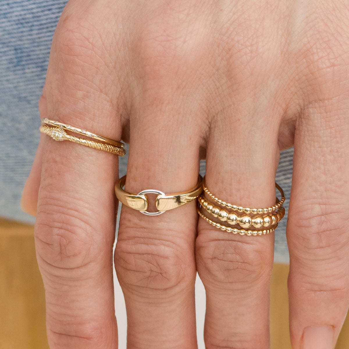 Two-Tone Buckle Ring for Women - Adjustable Fashion Jewelry for Casual & Formal Wear - Perfect for Everyday Style & Special Occasions
