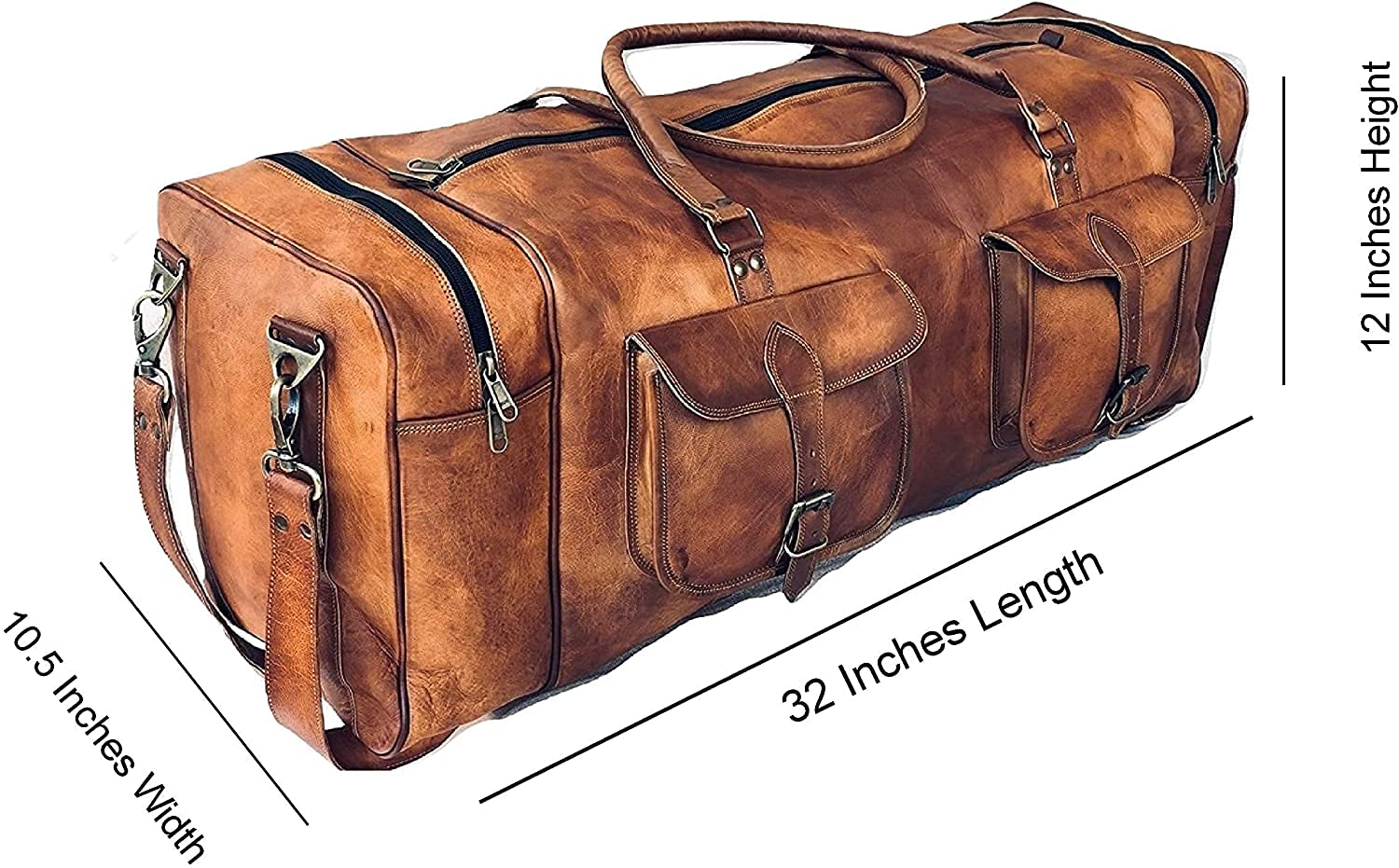 Premium Leather Duffle Bag for Men & Women - 30 Inch Large Weekender Carry On, Overnight Sports Duffel Luggage - Perfect for Travel, Gym, and Weekend Getaways