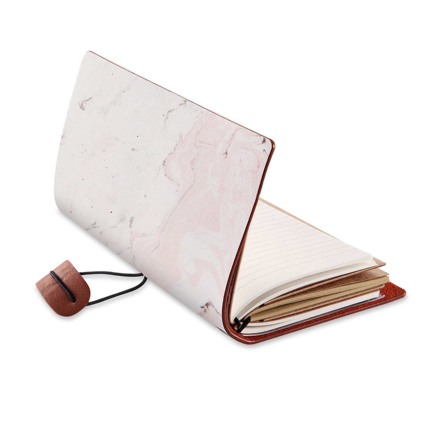 Premium Pink Marble Traveler's Notebook - Stylish & Durable Journal for Writing, Sketching & Planning | Perfect Gift for Travelers, Students & Professionals