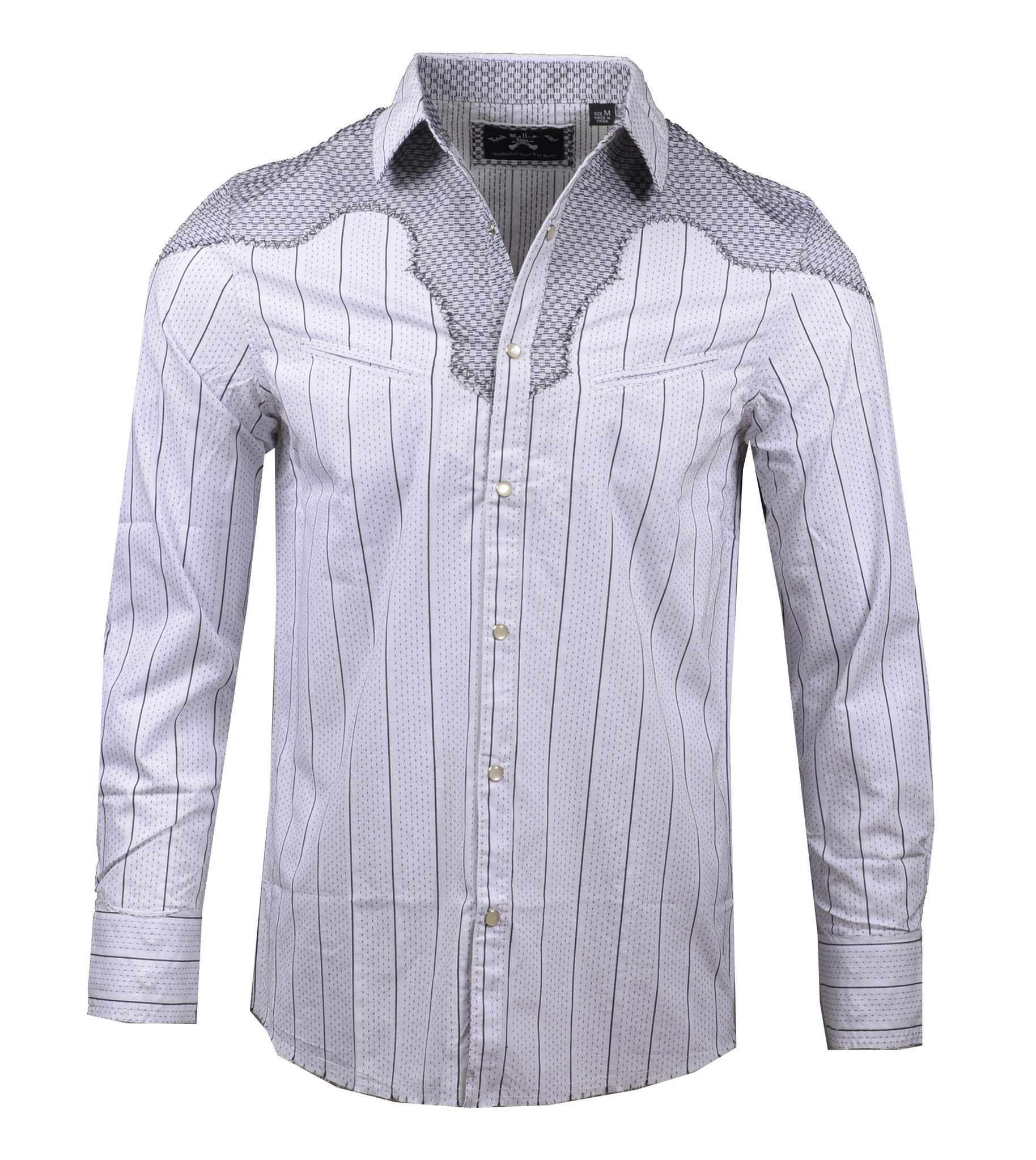 Rock Roll n Soul Men's Western-Inspired Country Striped Long Sleeve Button-Up Shirt | Casual Cowboy Style Shirt for Country Music Festivals & Western Themed Parties