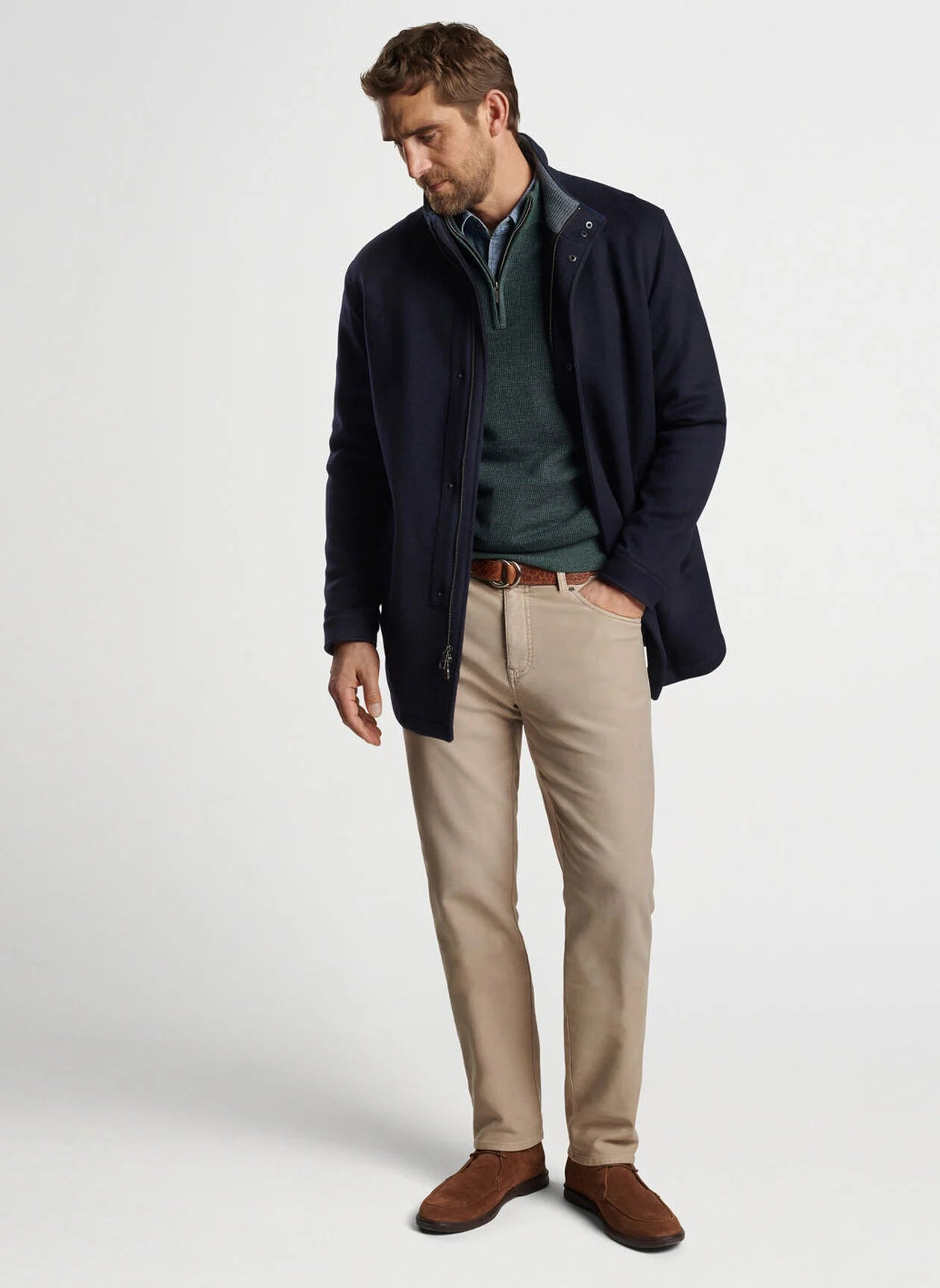 Peter Millar Men's Fleece City Coat - Warm Winter Jacket for Urban Commute & Outdoor Activities | Water-Resistant & Lightweight for Daily Wear