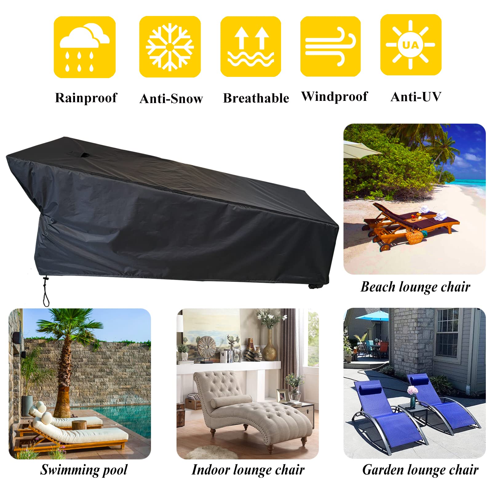 **Waterproof Chaise Lounge Cover 2-Pack - UV Resistant, Dust-Proof Outdoor Patio Furniture Covers (68