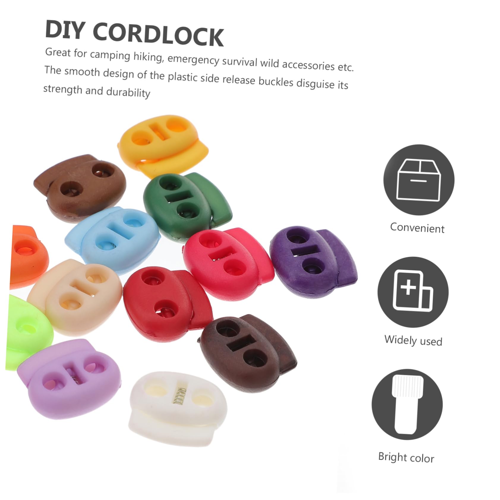 Wakauto 25pcs Elastic Lace Cord Locks - Drawstring Buttons for Crafts, DIY Spring Fasteners, Oval & Round Cord Stoppers | Perfect for Shoelaces, Hoodies, Bags & Outdoor Gear