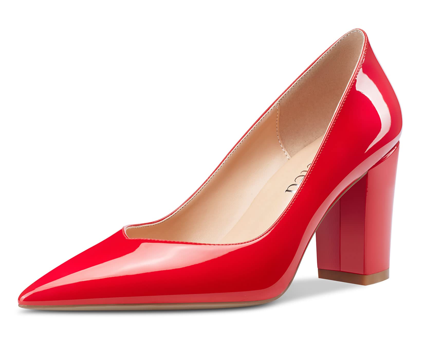 Saekcted Women's Chunky Heel Pumps - 3 Inch Block Heels Pointed Toe Dress Shoes for Wedding, Dinner & Office Wear | Comfortable High Heels for Professional & Formal Occasions