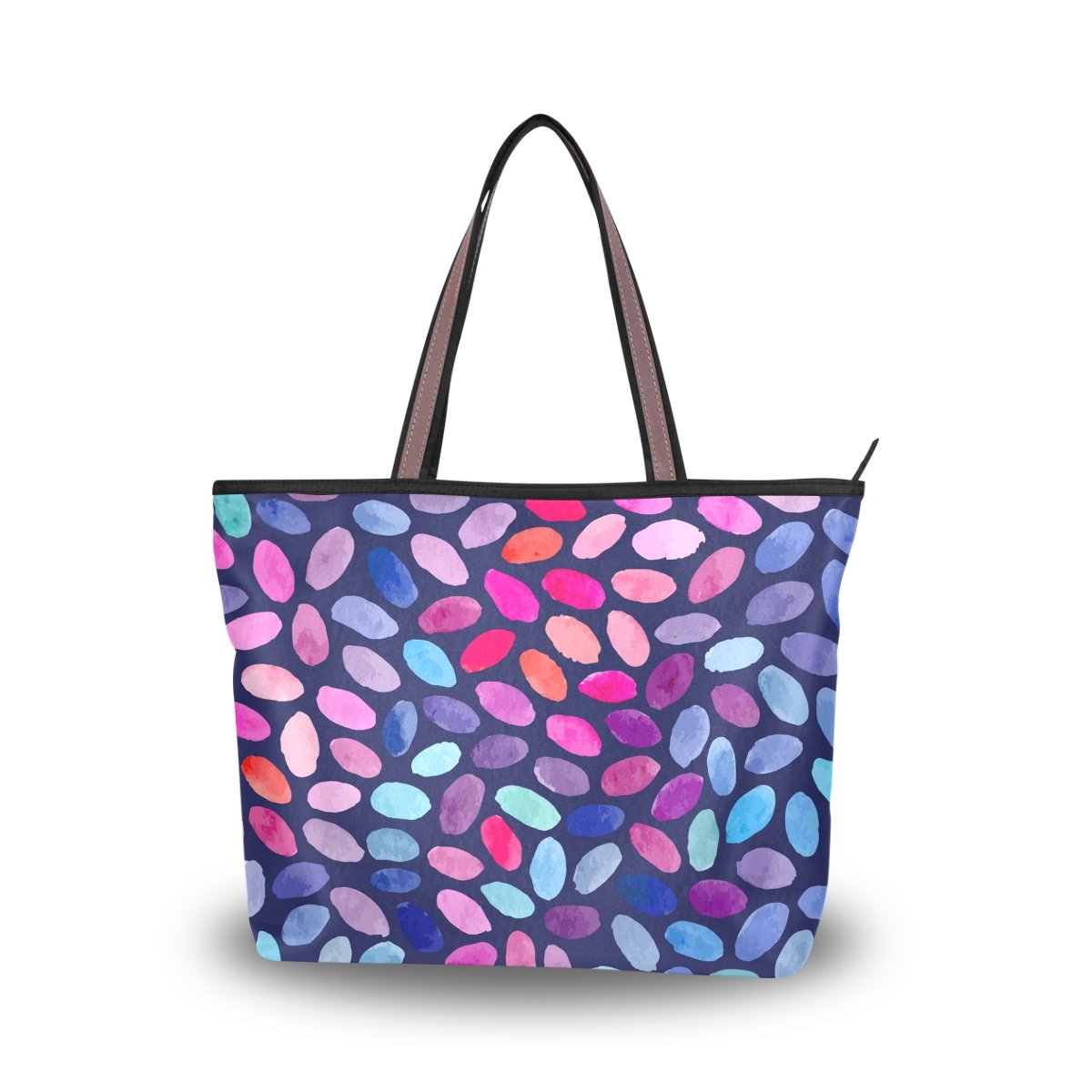 Stylish Women's Large Tote Bag with Top Handle & Shoulder Strap - Bean Pattern Designer Handbag for Work, Travel & Everyday Use