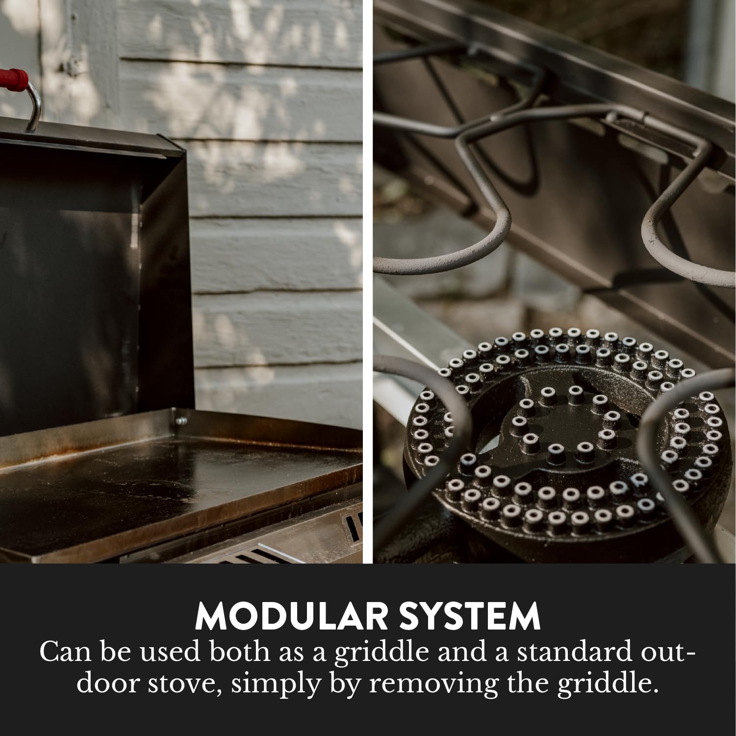 GasOne 2-Burner Propane Griddle Stove with Flat Top Grill - Outdoor Modular Cast Iron Grill & Griddle Combo with Cover, Side Shelves & Wheels - Perfect for Camping, Tailgating, Backyard BBQs and Outdoor Cooking