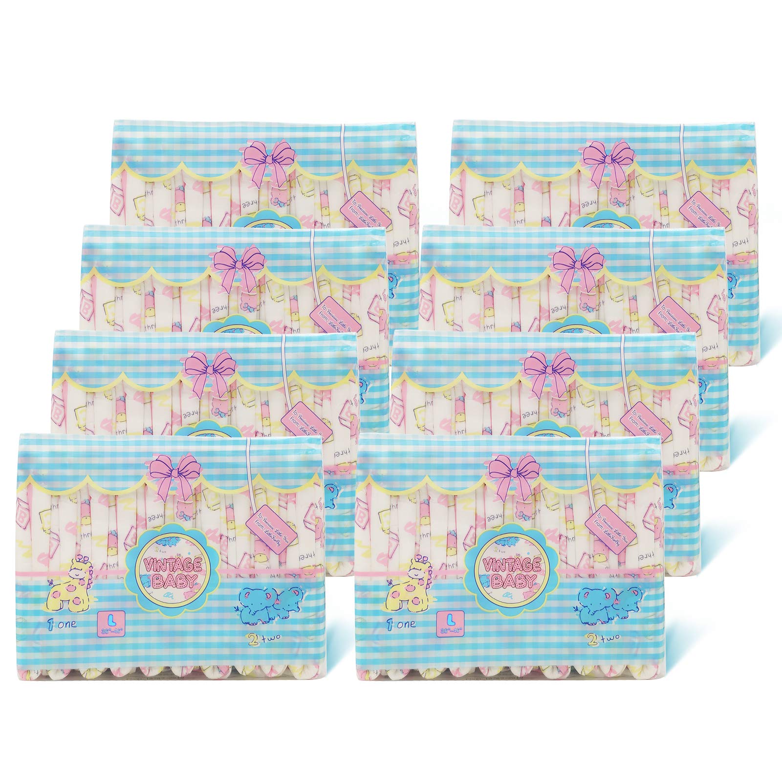 Littleforbig Adult Printed Diaper 80 Pieces (8 Packs) - Vintage Baby Design, Large Size 36