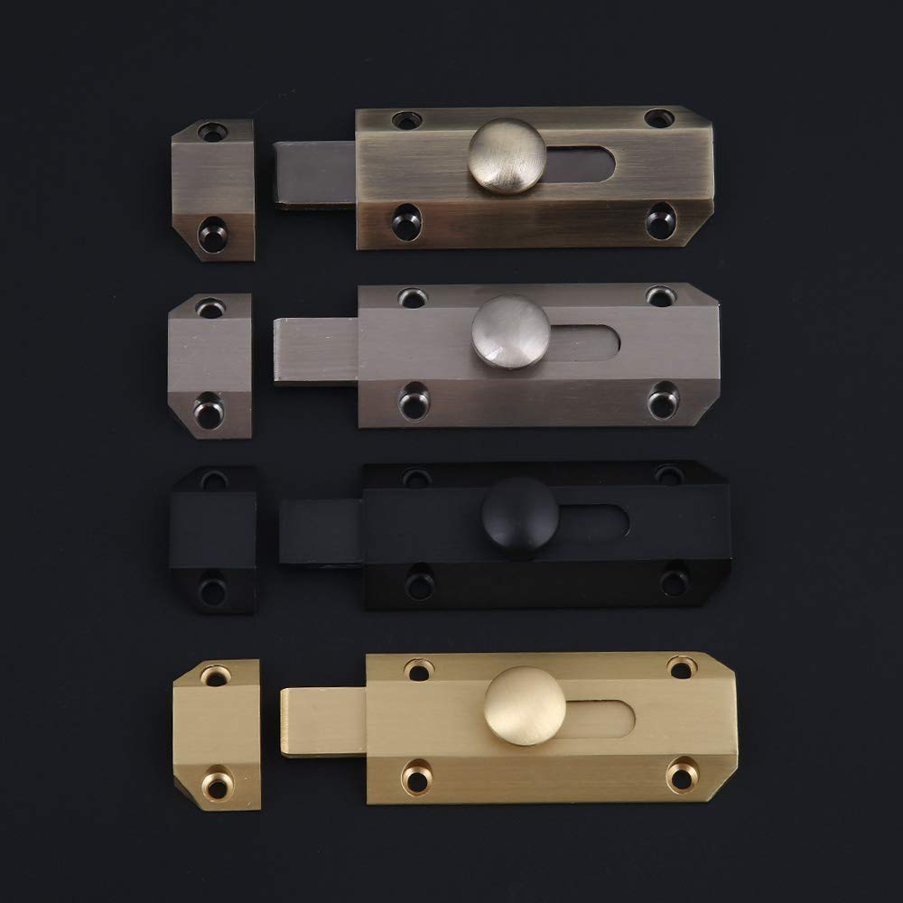 3 Inch Heavy Duty Brass Bolt Latch - Copper Security Slide Lock for Doors, Gates, Windows & Cabinets | Secure Storage Rooms, Bedrooms & Outdoor Gates | Durable Sliding Barrel Lock (Silver Finish)