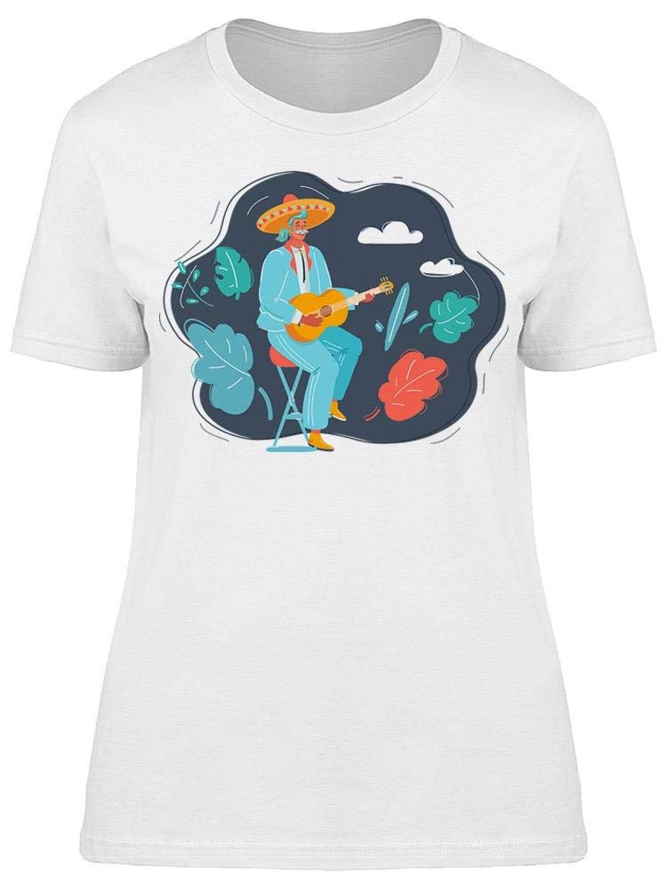 Smartprints Mexican Guitar Player T-Shirt for Women - Stylish & Comfortable Casual Wear for Music Lovers & Festival Goers