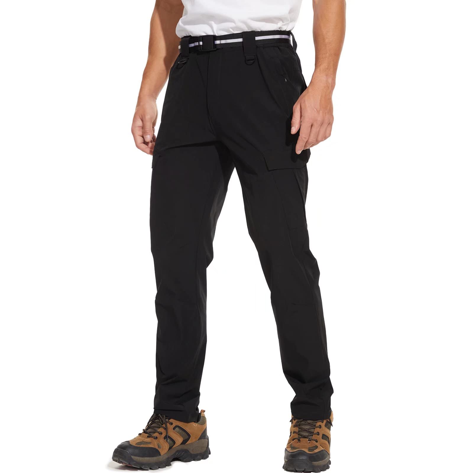 **Men's Quick-Dry Waterproof Lightweight Hiking Cargo Pants - Outdoor Work & Fishing Pants with 6 Pockets & Adjustable Belt - Perfect for Camping, Trekking & Adventure Travel**