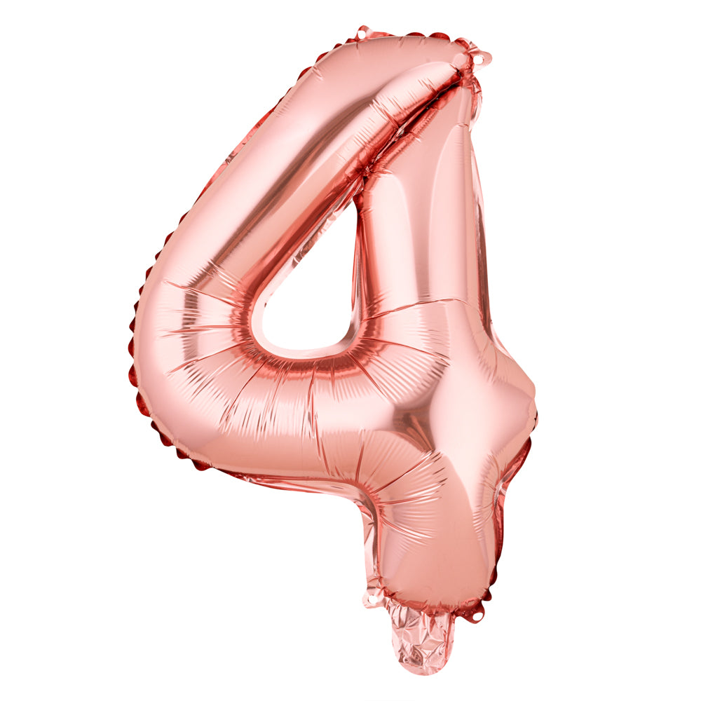 Balloonify Rose Gold Mylar Number 4 Balloon - 16 Inch Birthday Party Decorations (1 Count) - Perfect for Birthdays, Anniversaries & Baby Showers