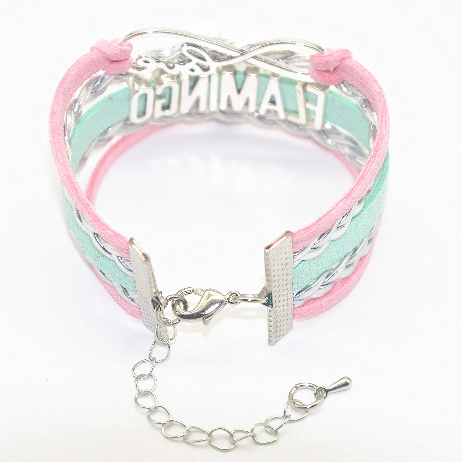 HHHbeauty Flamingo Charm Bracelet - Genuine Leather Infinity Love Jewelry for Women, Unique Flamingo Gifts for Adults, Bird Lovers - Perfect for Vacation, Beach, Summer Outfits & Tropical Themed Parties