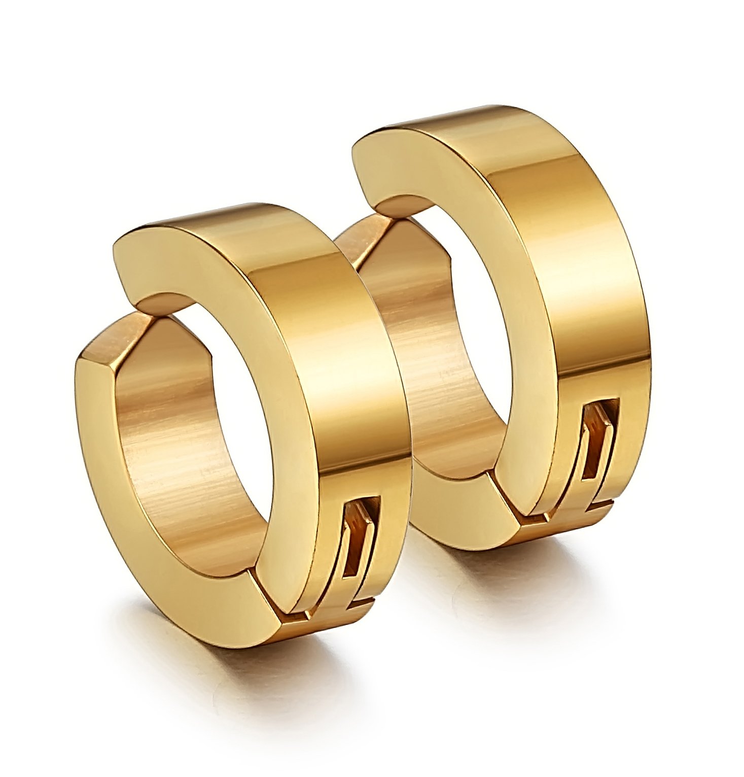Jstyle Stainless Steel Clip On Earrings for Men & Women - Hypoallergenic Non-Piercing Hoop Huggie Ear Cuffs - Perfect for Parties, Weddings & Everyday Wear